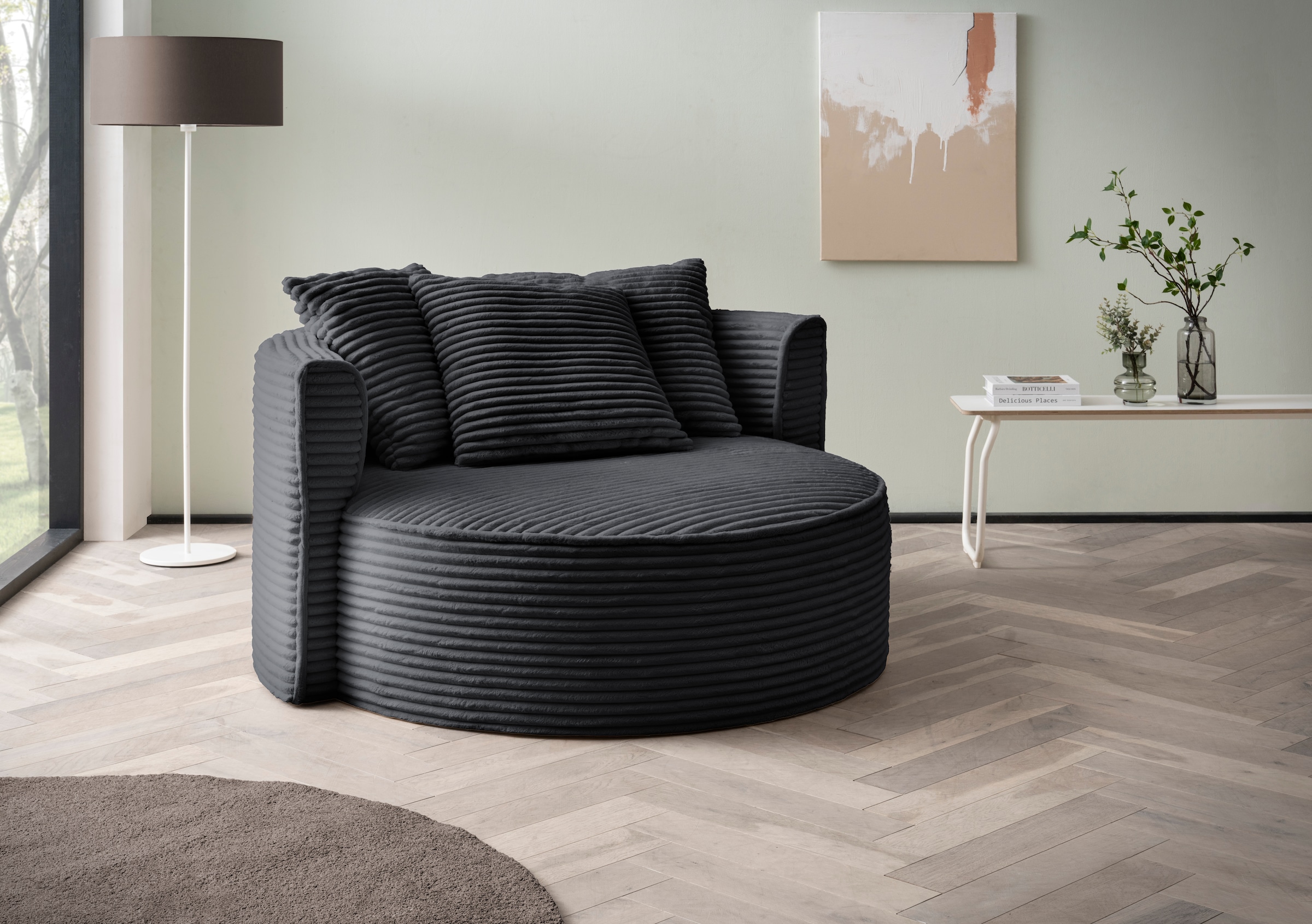 LeGer Home by Lena Gercke XXL-Sessel »Isalie, Lesesessel, Loveseat, inklusive Zierkissen«, extra grosse Sitzfläche, optional mit Hocker, Cord, Samt, Bouclé