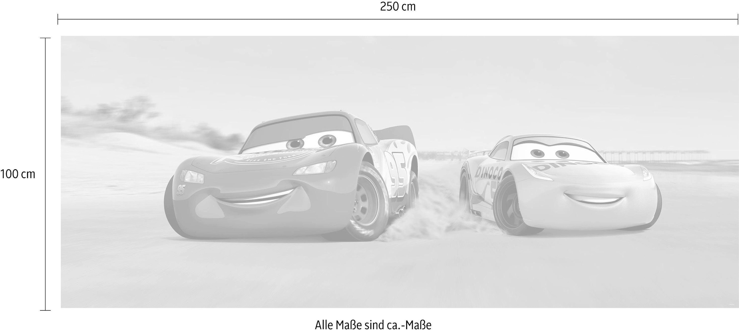Komar Vliestapete »Digitaldruck Vlies - Cars3 Beach - Grösse 100 x 250 cm«, bedruckt, Kinderzimmer