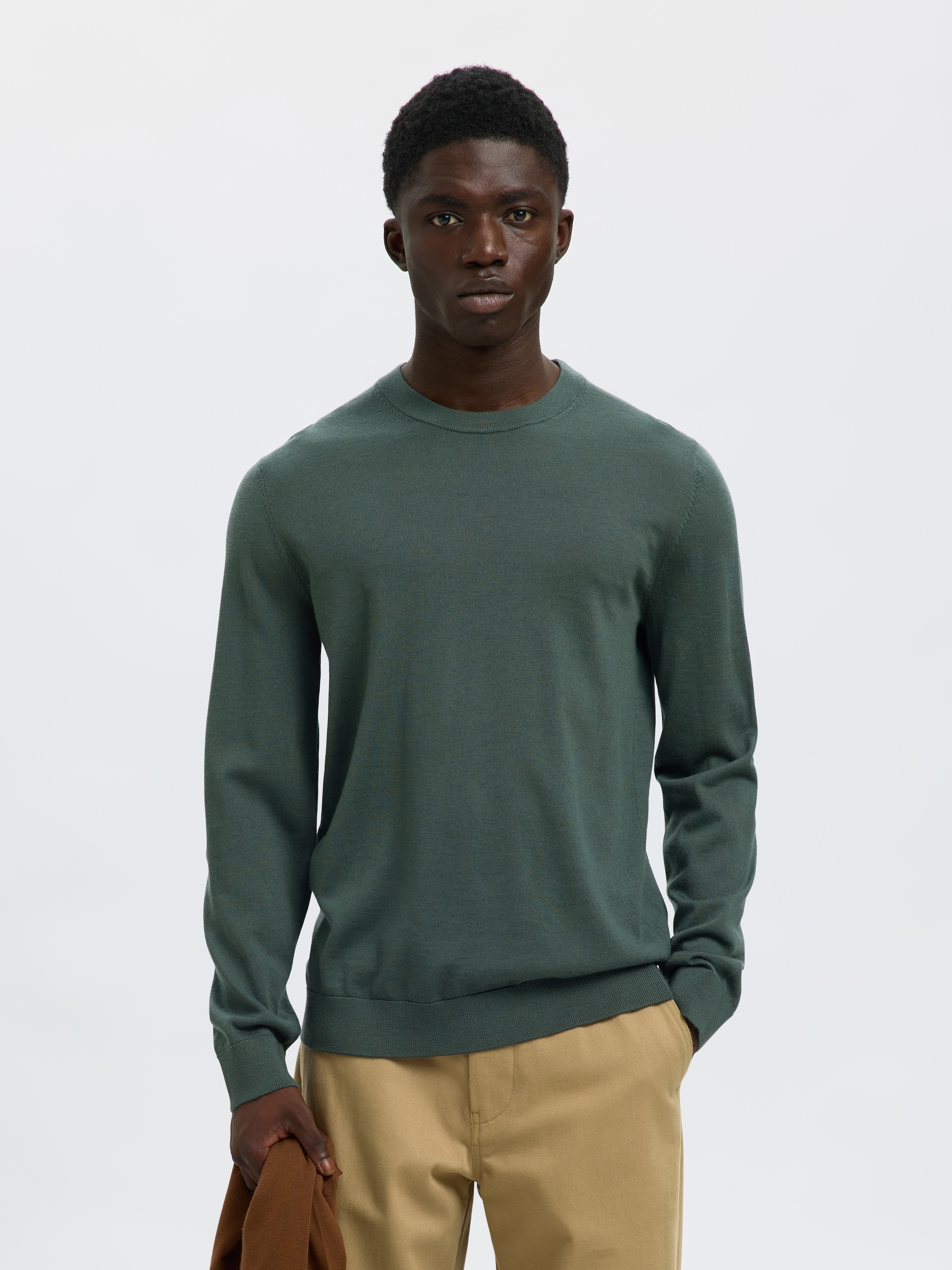 SELECTED Strickpullover »SLHTRAY LS KNIT MERINO CREW NECK NOOS« Wolle, regular fit