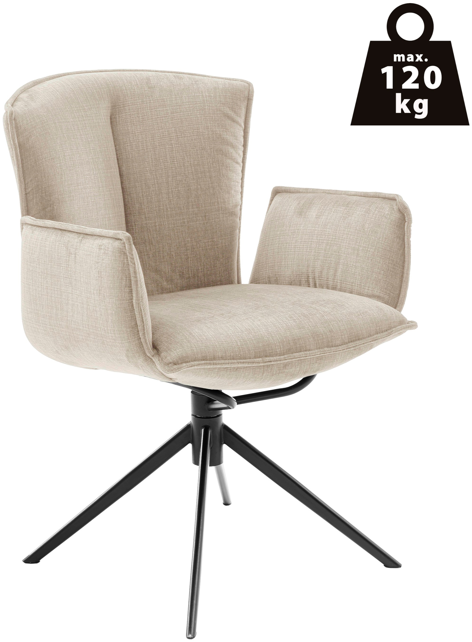 MCA furniture 4-Fussstuhl »NALON Esszimmerstuhl (2er Set) - Stuhl«, (Set), 2 St., Veloursstoff, 360° drehbar, Schwingfunktion, Metall, Veloursoptik, belastbar 120 kg
