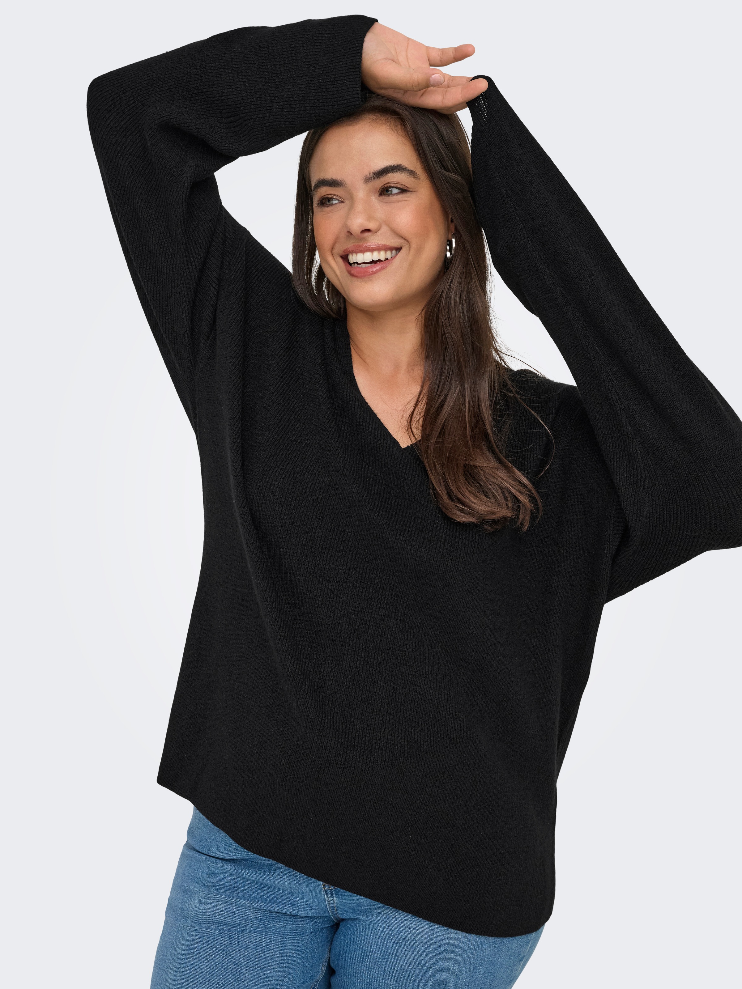 ONLY CARMAKOMA V-Ausschnitt-Pullover »CARIBI LS RIB LOOSE V-NECK CC KNT«