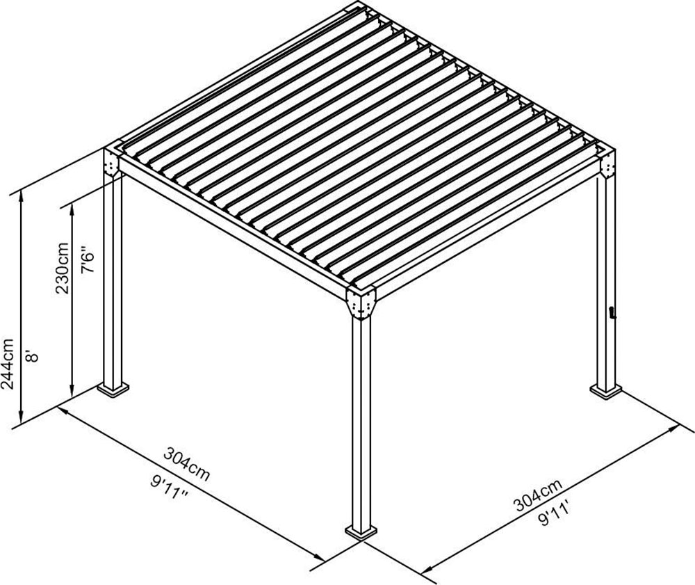 KONIFERA Pavillon »Palma«, Pergola, mit Lamellendach, Sockelmass: 300x300 cm oder 400x300 cm