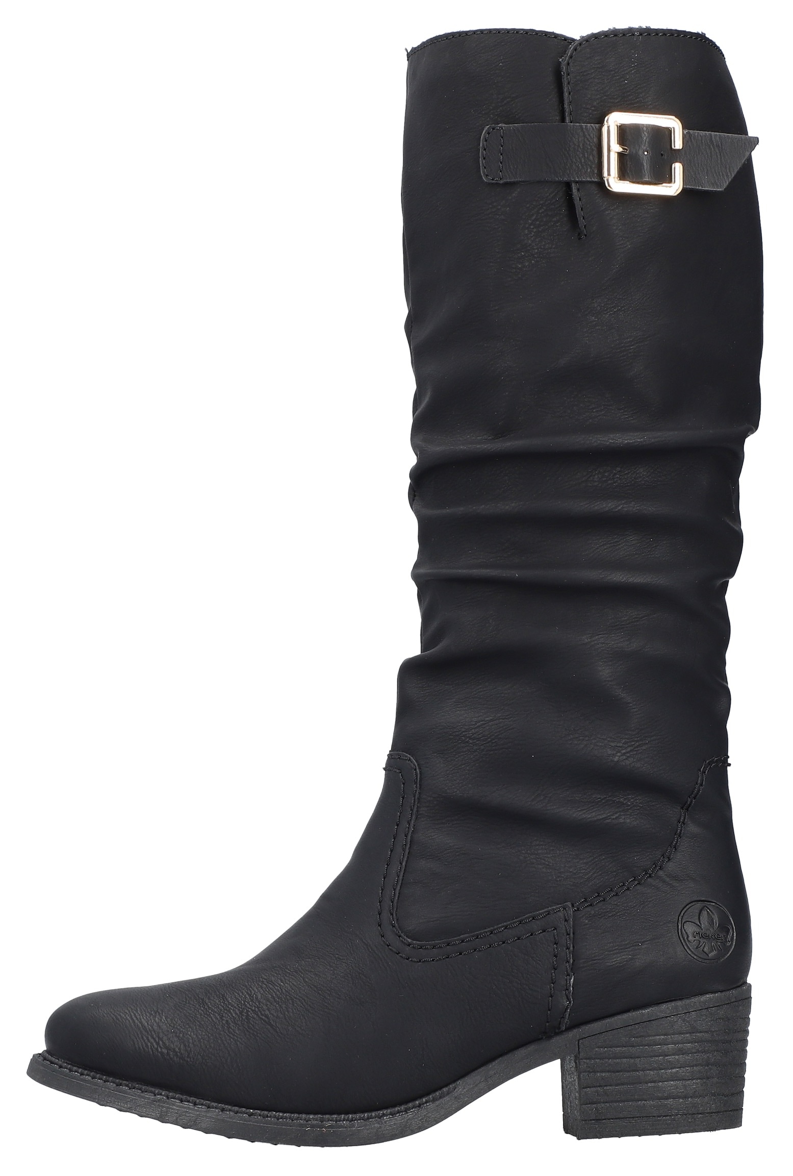 Rieker Winterstiefel, Langschaftstiefel, Blockabsatz, Innenreissverschluss, slouchy Schaft