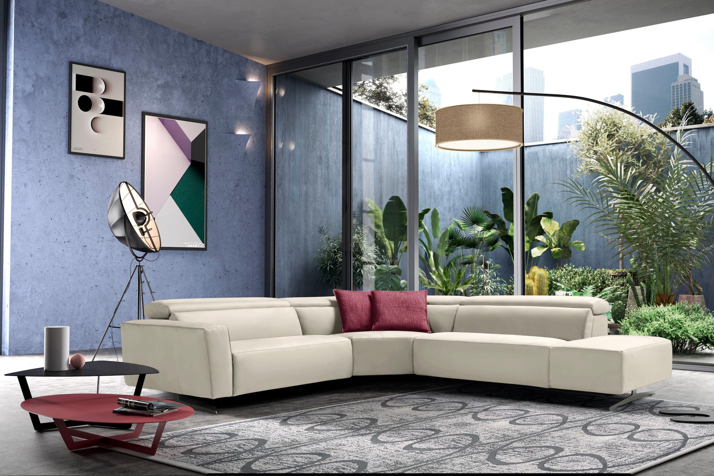 Egoitaliano Ecksofa "Stefanie-e, Designsofa der Extraklasse, bequem mit hohem Sitzkomfort" mit Relaxfunktion und verstellbaren Kopfteilelementen