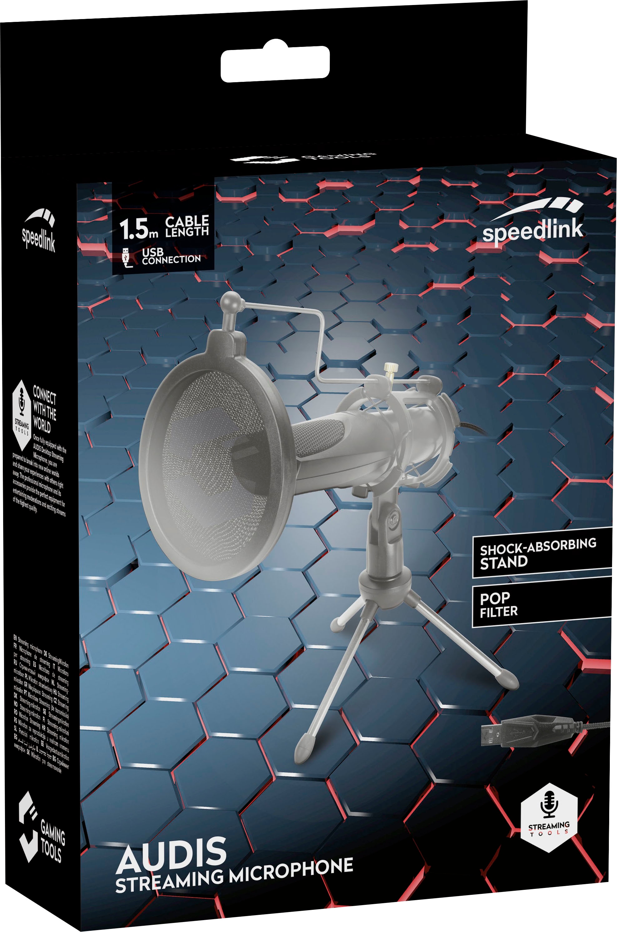 Speedlink Streaming-Mikrofon »AUDIS Desktop USB Standmikrofon für PC«, Gaming Mikrofon mit Ständer und Popfilter
