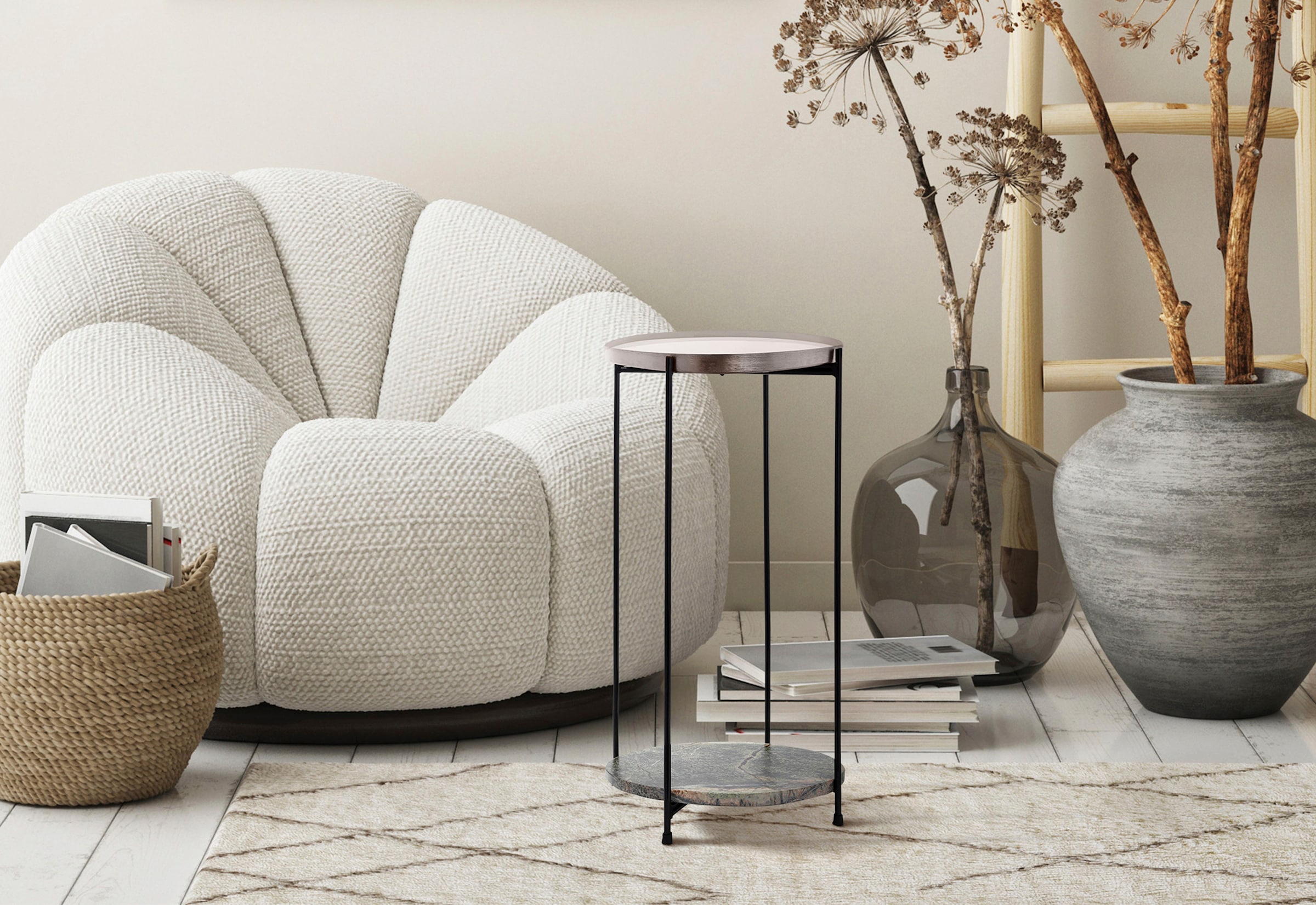 Kayoom Beistelltisch »Louisa 125, Beistelltisch aus Metall und Marmor, attraktives Design«, (1 St.), Dekorativ, edle Marmorplatte und Metalltablett, stilvolles Design