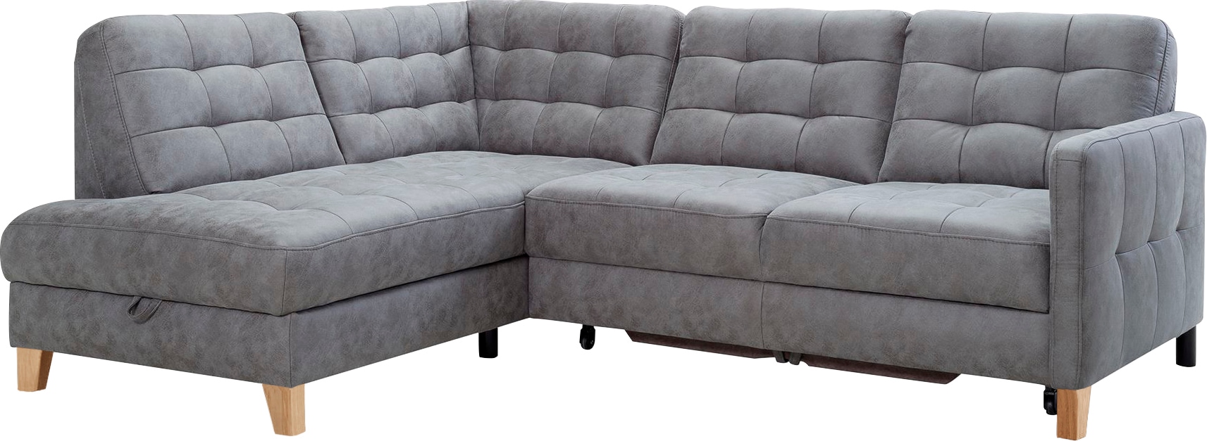 exxpo - sofa fashion Ecksofa "Elio, kompakt & bequem, zeitloses Design, Breite 228cm, L-Form" wahlweise mit Bettfunktion und Bettkasten