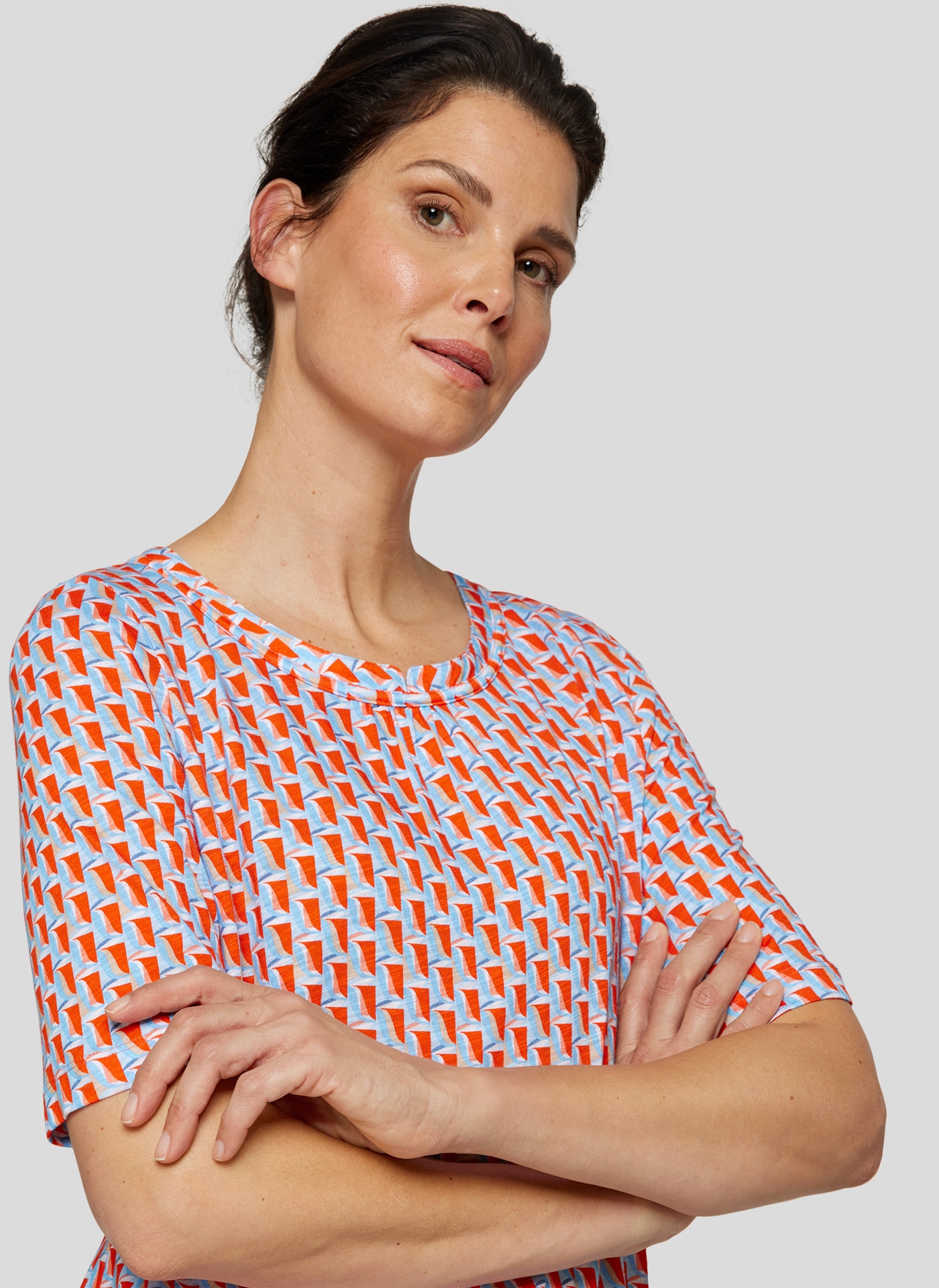 Rabe Rundhalsshirt, mit grafischem Muster