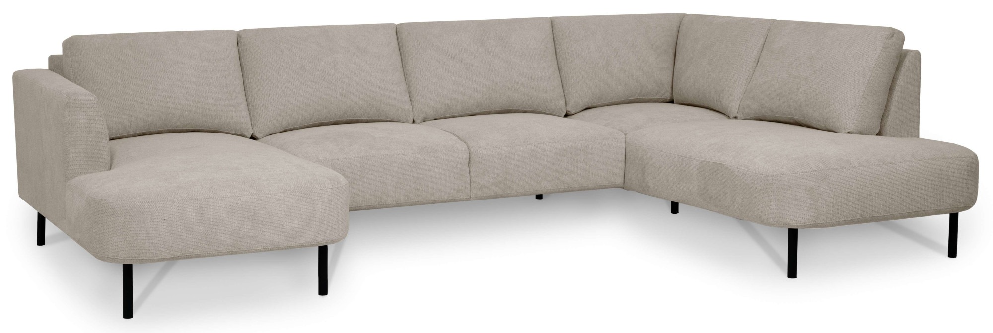 Places of Style Wohnlandschaft »Cesola«, in weichem Chenille-Stoff, Breite 327 cm, mit schwarzen Metallfüssen