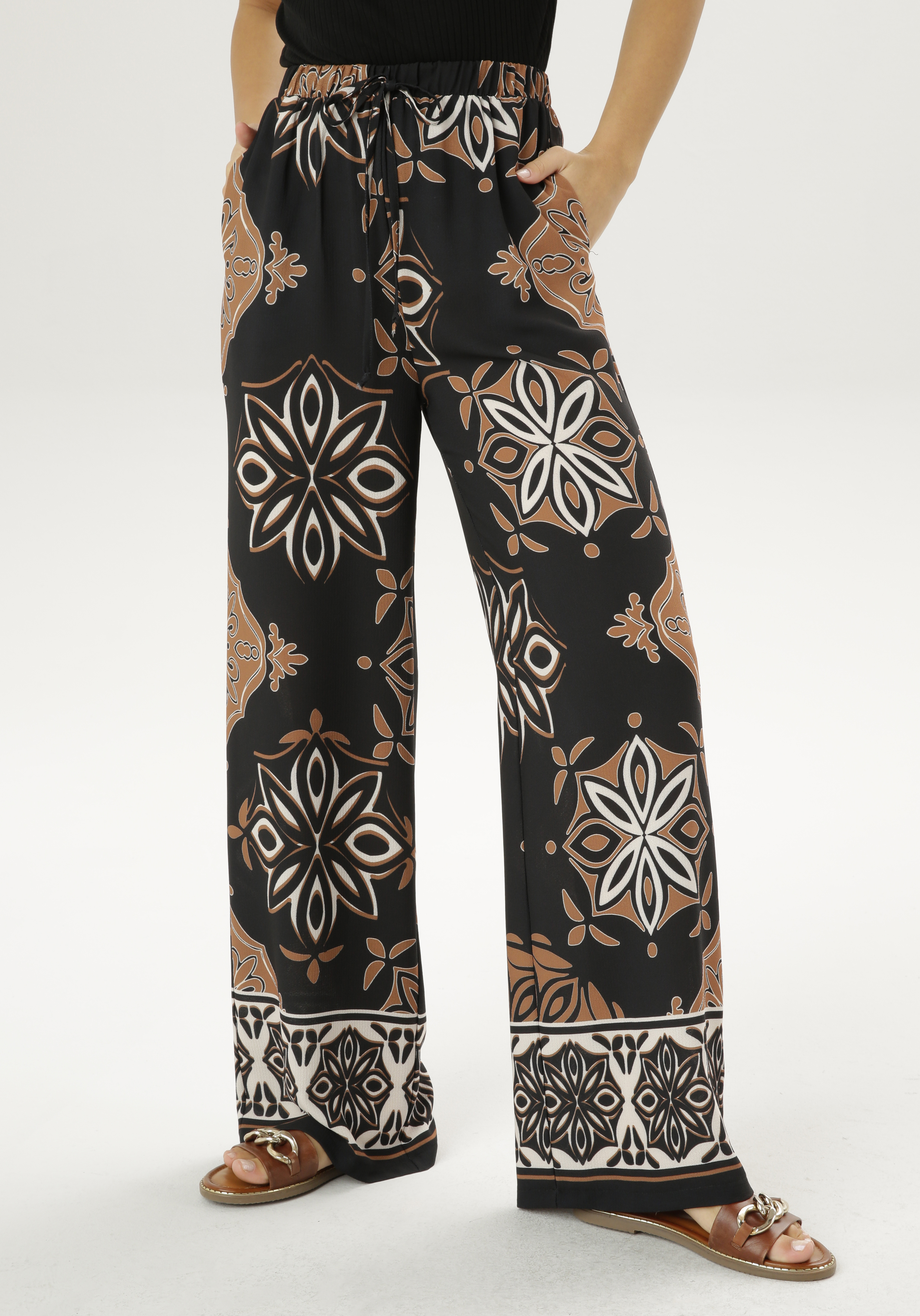 Palazzohose, mit Ornamente-Druck
