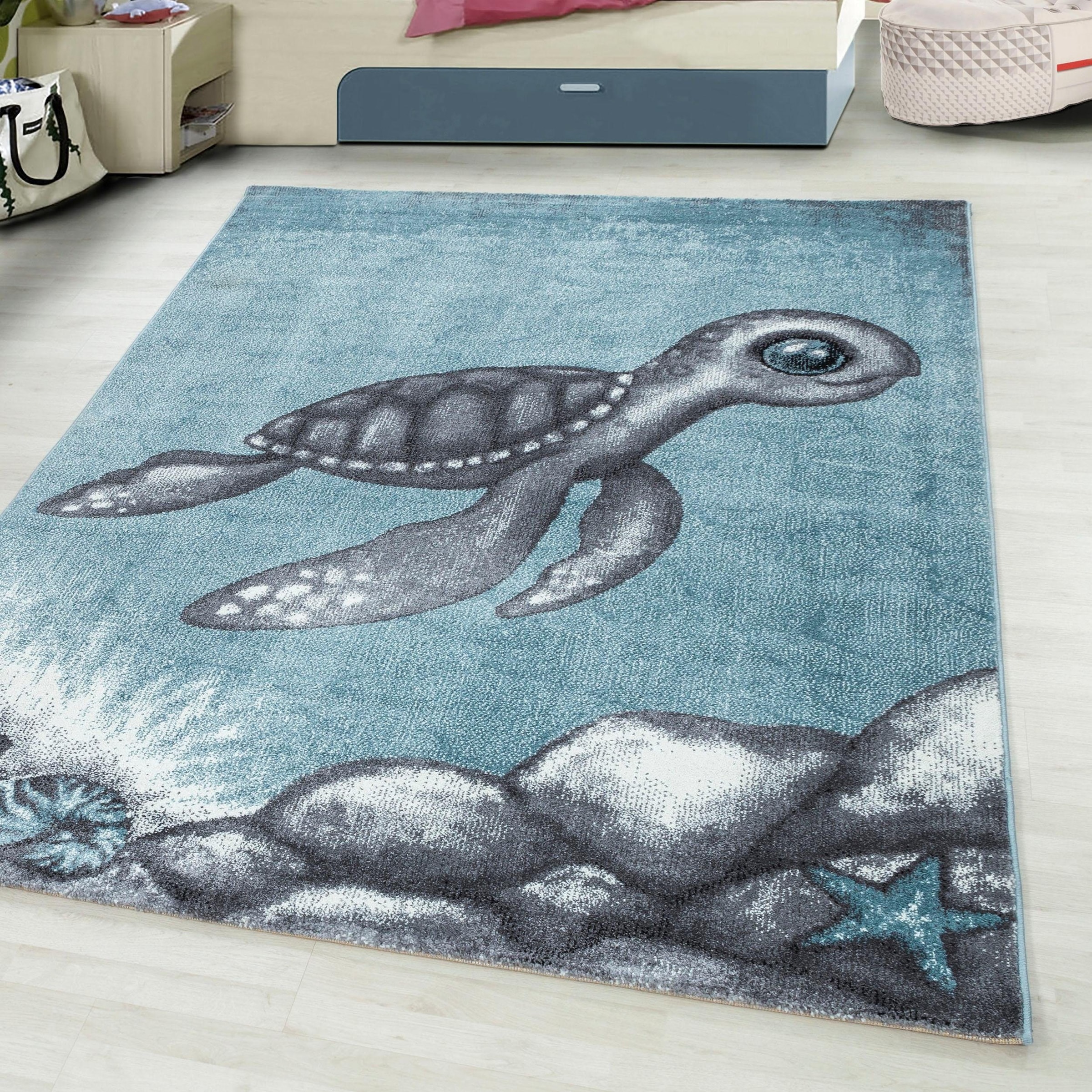 Ayyildiz Teppiche Kinderteppich »Bambi 860«, rechteckig, 11 mm Höhe, Schildkröte Motiv, Kurzflor
