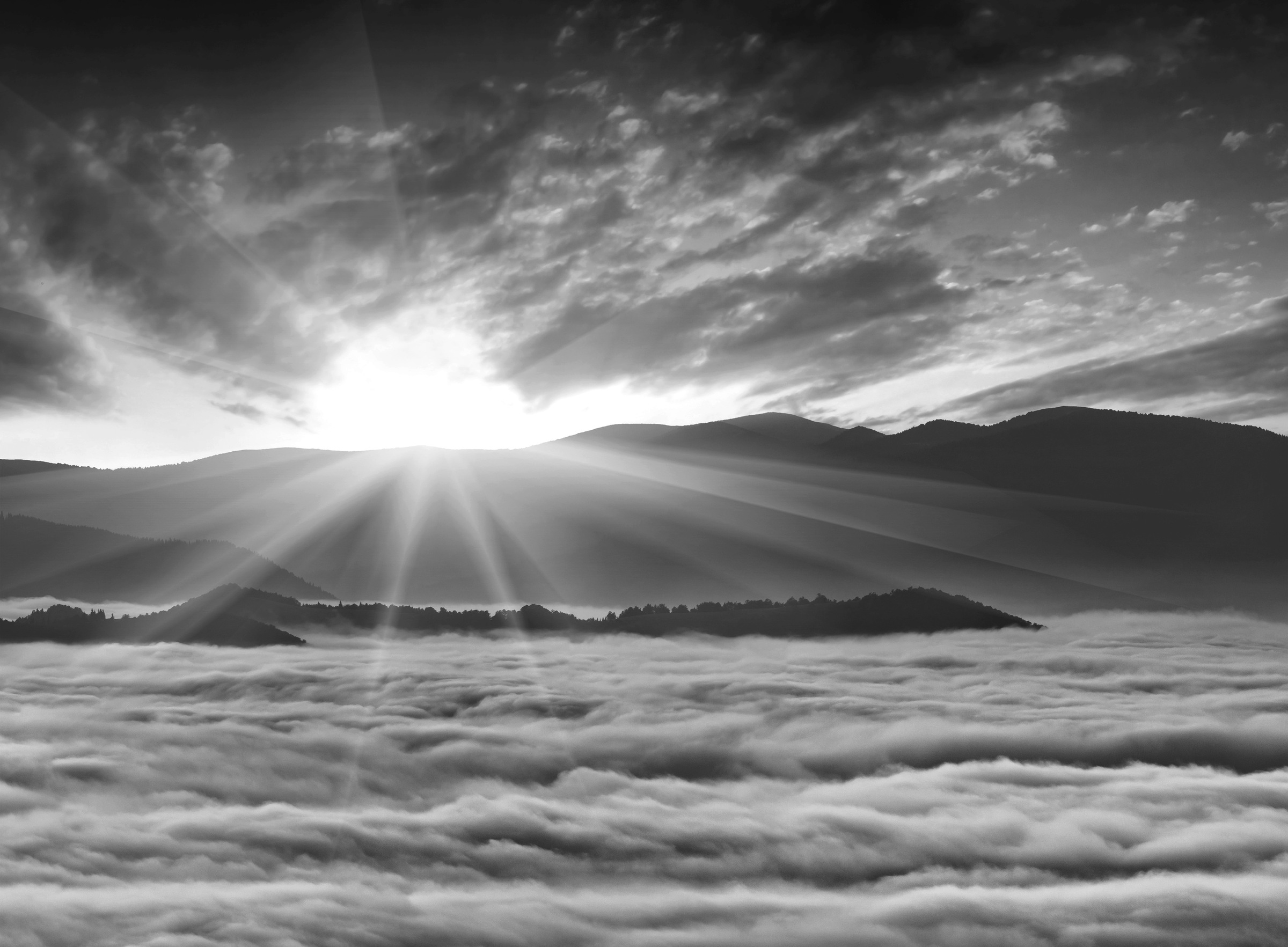 Papermoon Fototapete »Landschaft Schwarz & Weiss«
