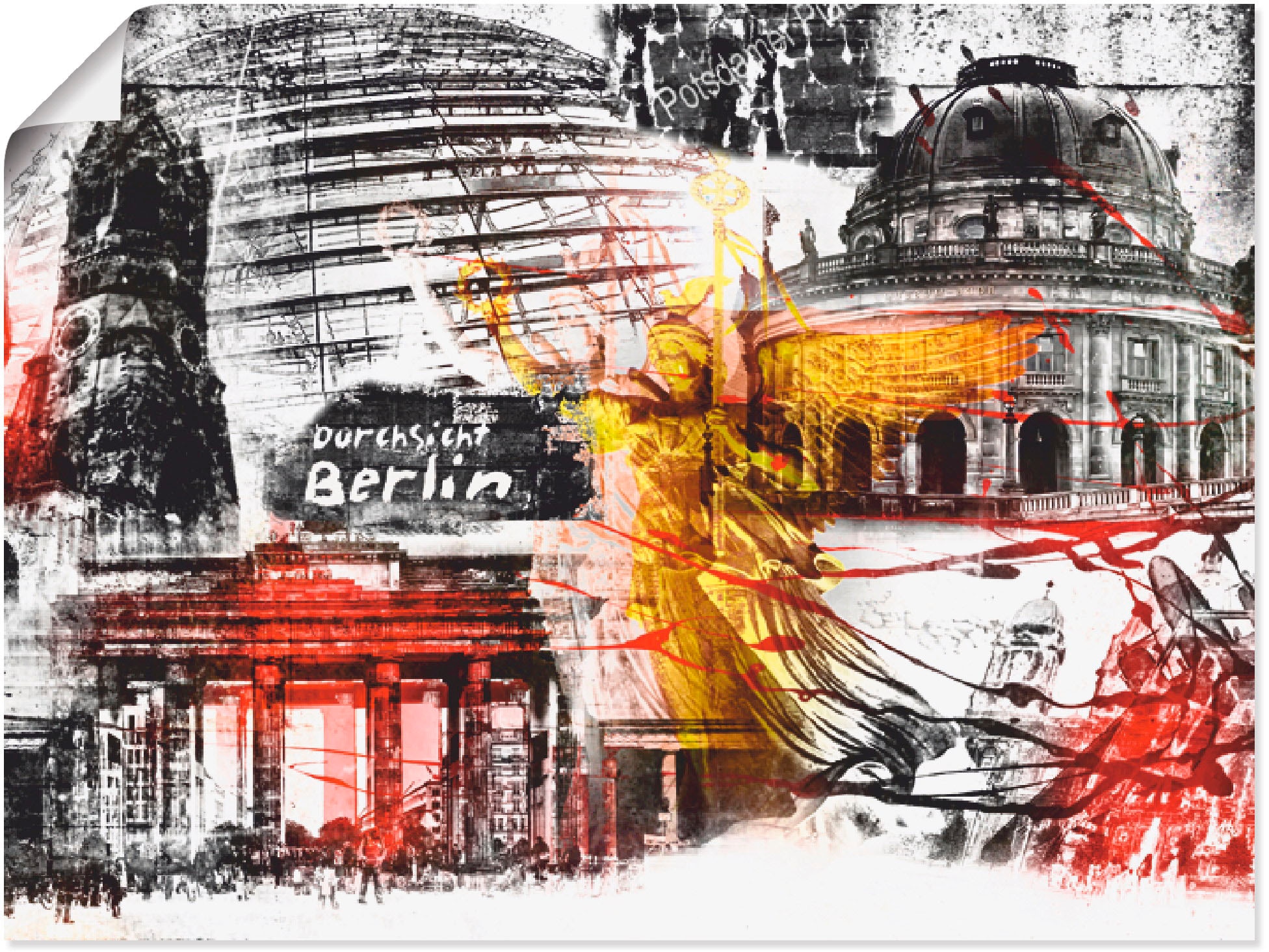 | Wandaufkleber Leinwandbild, versch. als Collage online Artland »Berlin kaufen Wandbild Jelmoli-Versand Poster Elemente, Architektonische Skyline oder (1 VI«, Grössen St.), in