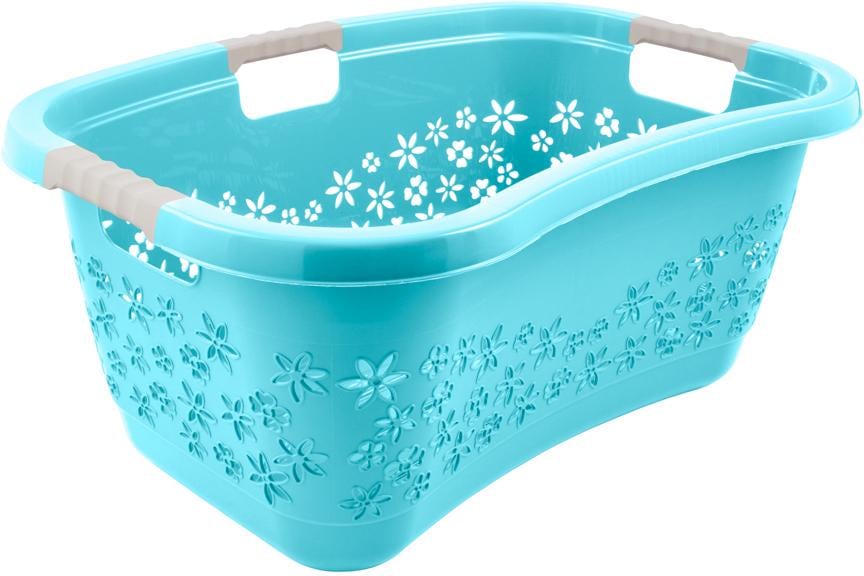 keeeper Wäschekorb "lasse, ergonomisch, mit Softgriffen, 65 x 45 x 28 cm, 50 l" hochweritge Wäschewanne mit luftdurchlässigem Dekor