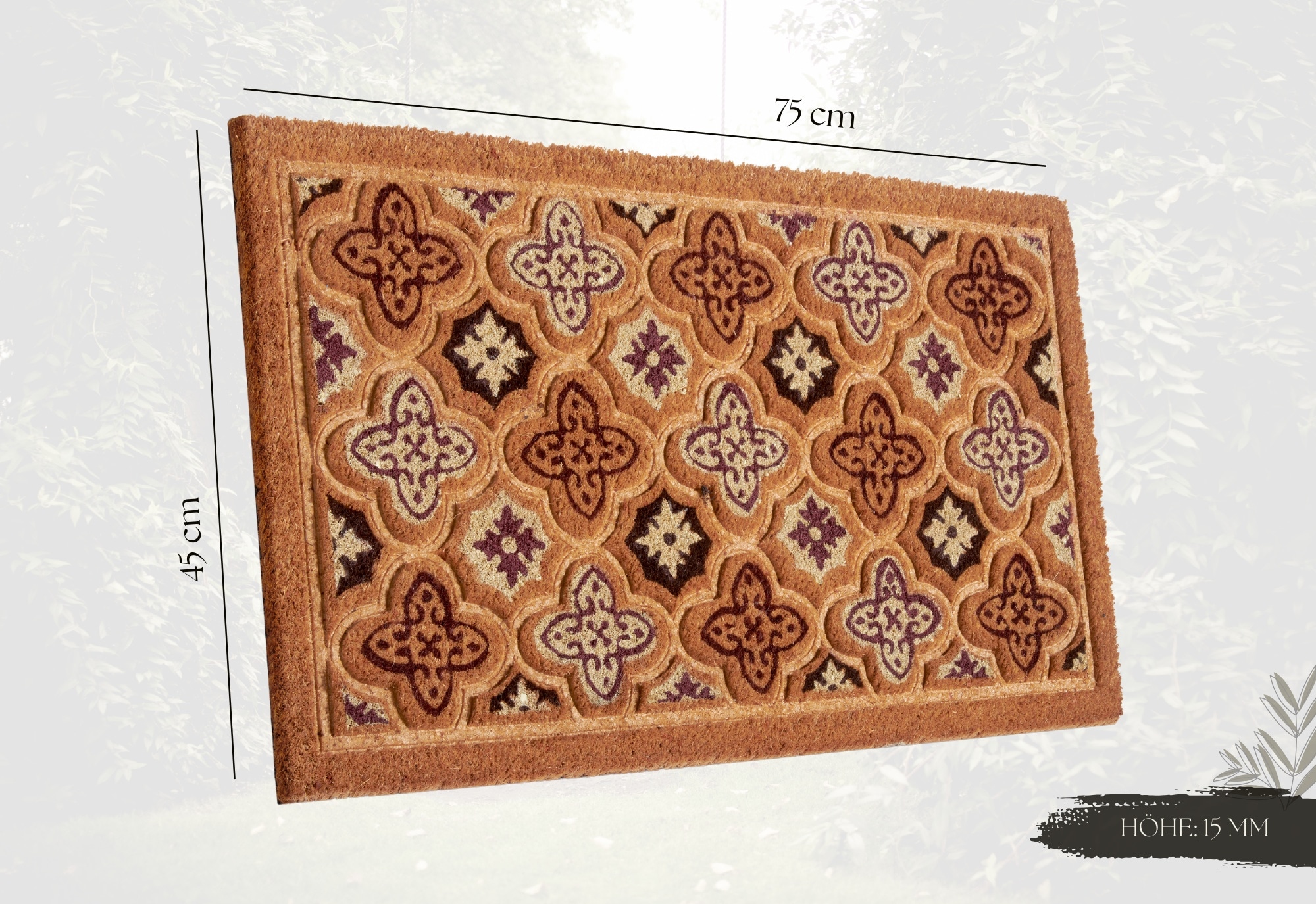 HANSE Home Fussmatte »Mix Mats Kokos Moroccan Tiles, Türmatte«, rechteckig, 15 mm Höhe, Strapazierfähig, pflegeleicht, robust, wetterfest, UV-beständig