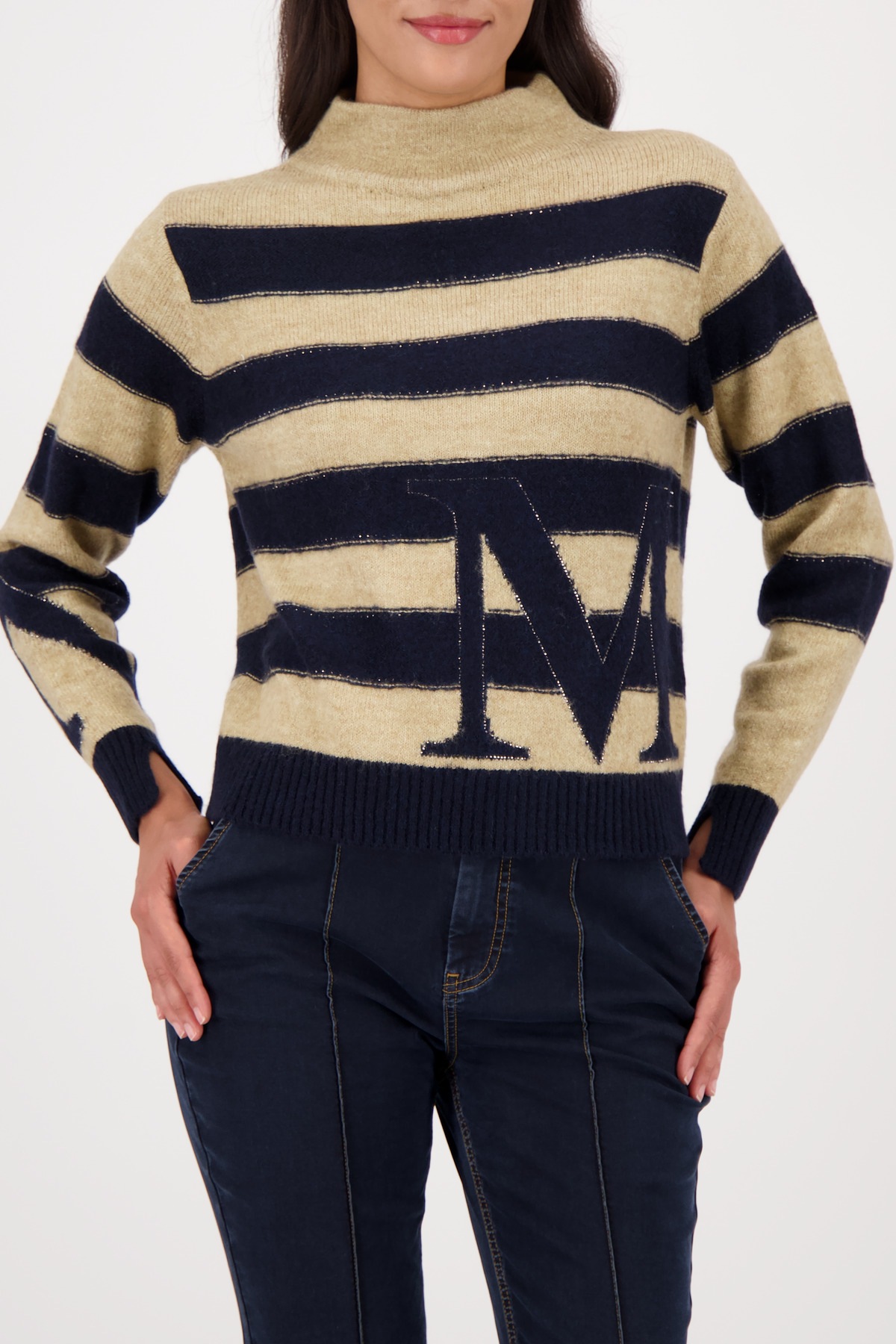 Monari Strickpullover »Pullover Ringel« Regular fit mit Rundhalsausschnitt