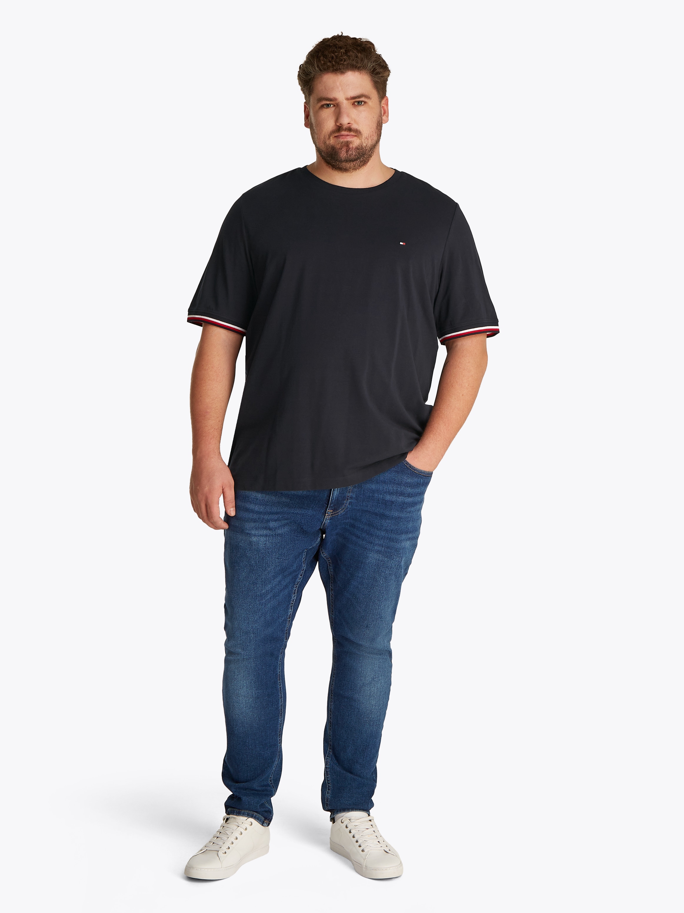 Tommy Hilfiger Big & Tall T-Shirt »BT-GLOBAL STRIPE CUFF TEE-B«, Grosse Grössen
