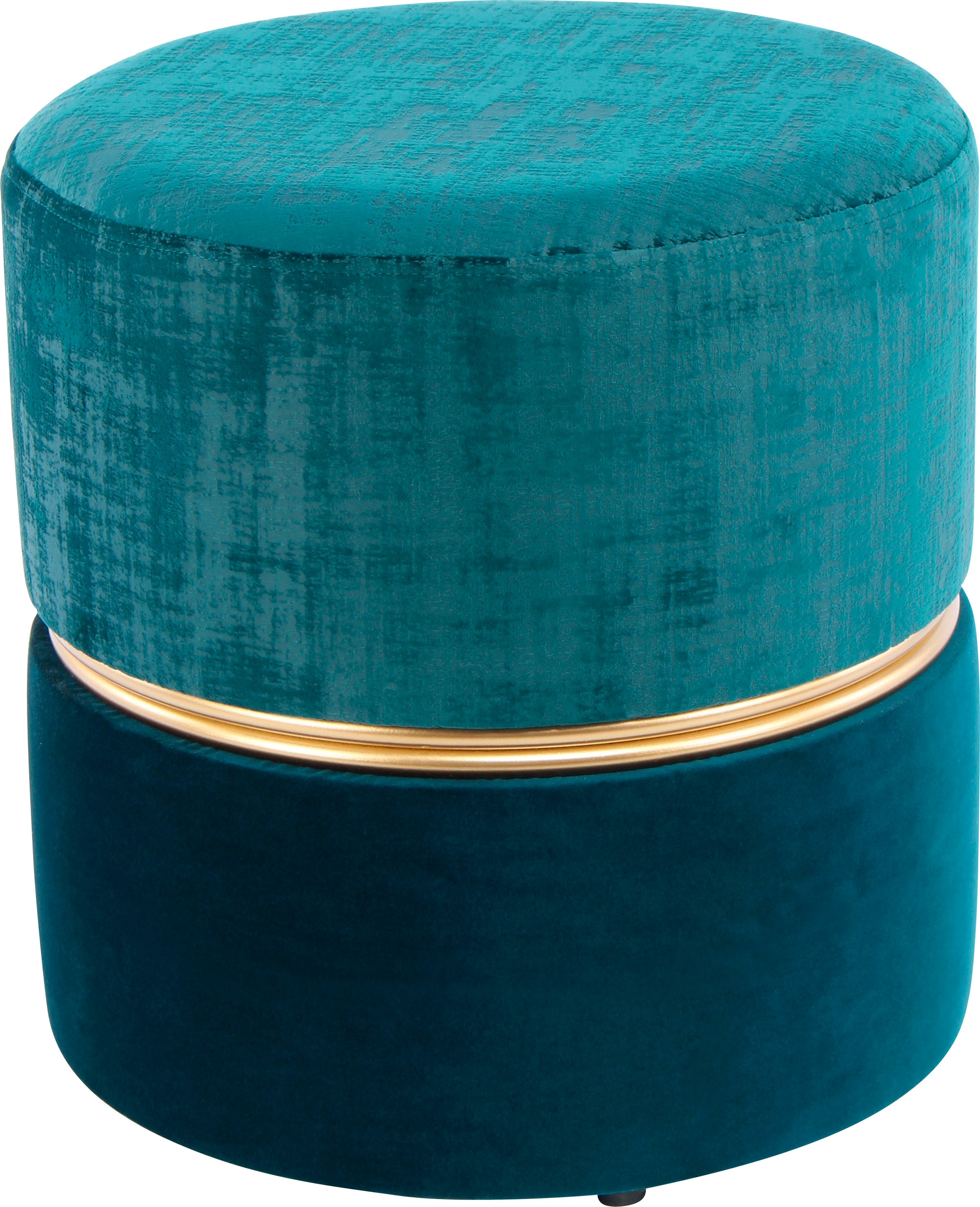 Kayoom Sitzhocker »Hocker Cleopatra 625, Sitzhocker in zweifarbigem Design«, (1 St.), zweifarbig, dekorativ, pflegeleicht, edler Akzent durch Metallring