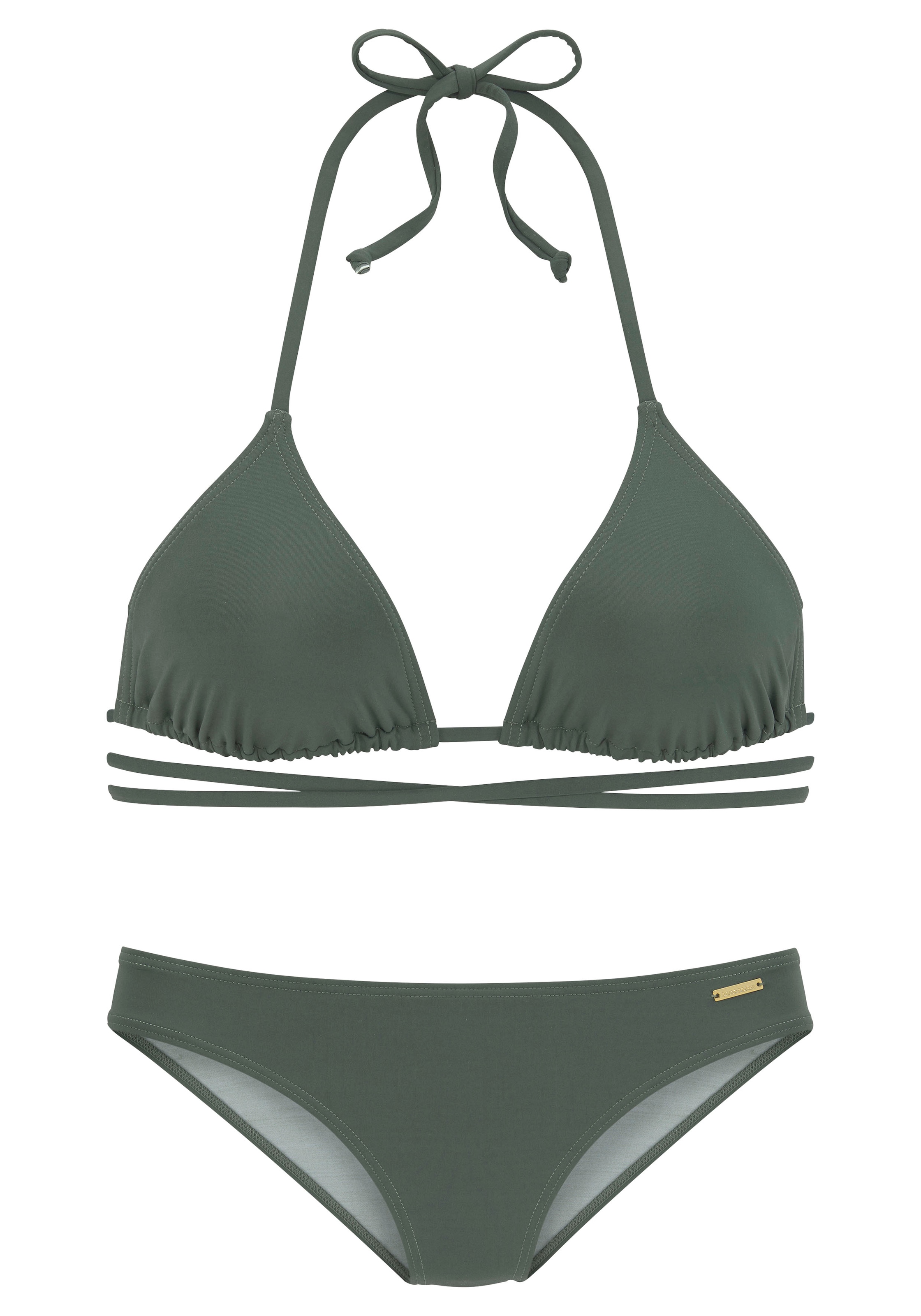 Bruno Banani Triangel-Bikini, unifarben mit langem Bindeband