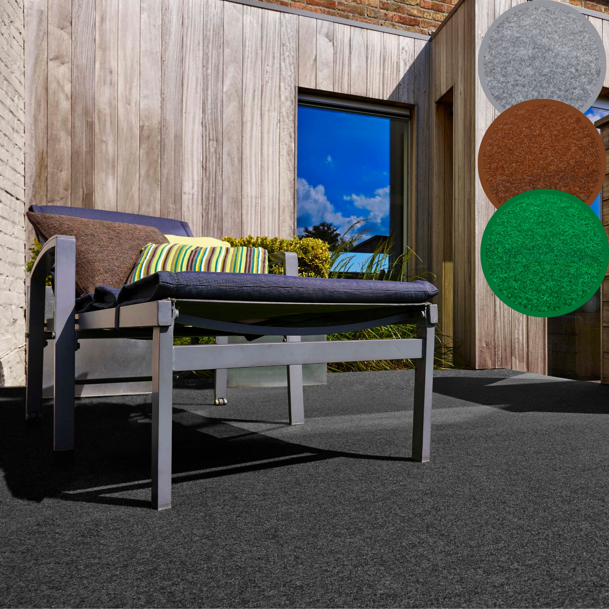 Andiamo Kunstrasen "Edinburgh, Made in Netherlands" rechteckig 4 mm Höhe aus Nadelfilz, mit Drainagenoppen, für Balkon, Terasse, Wintergarten