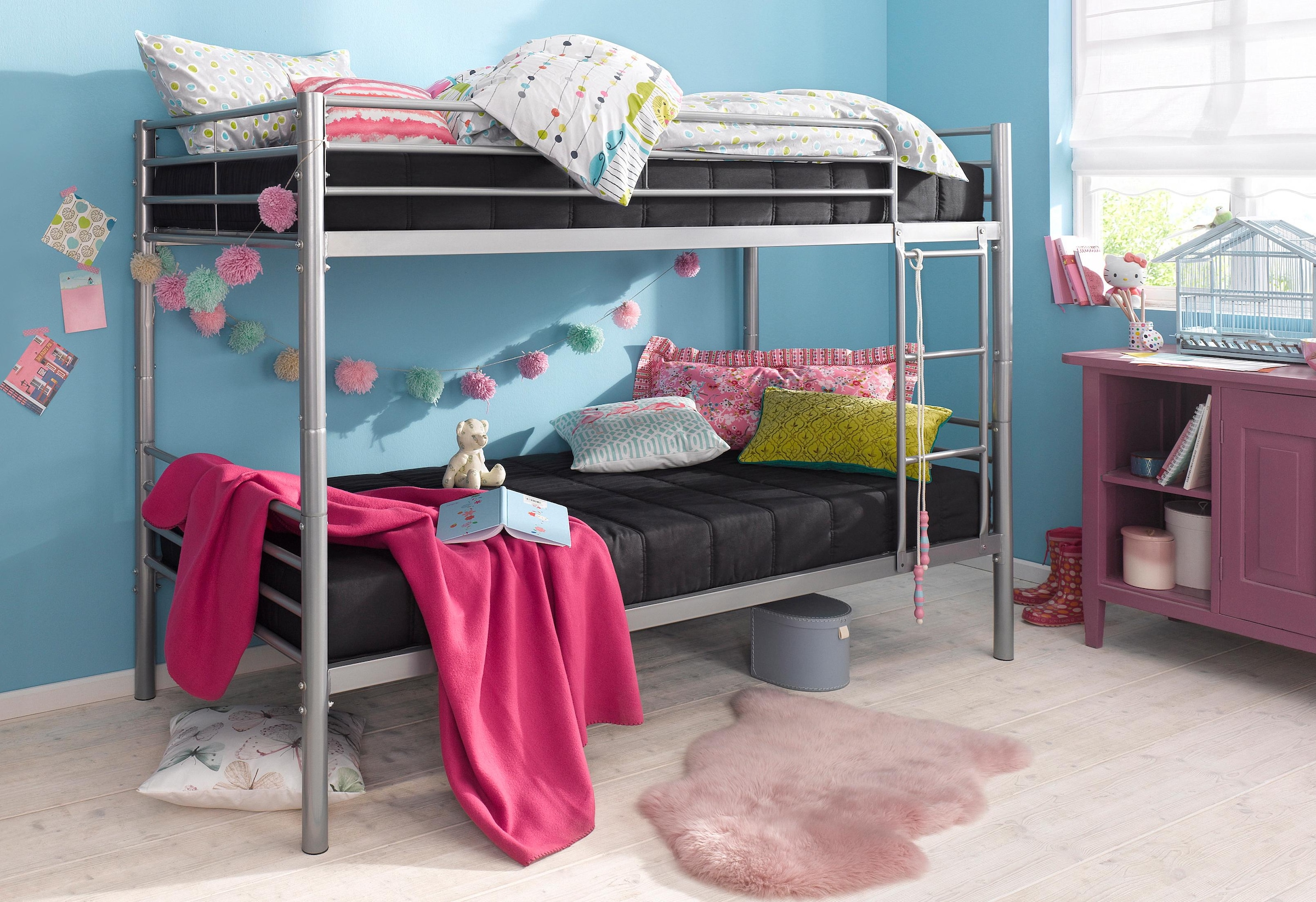 ATLANTIC home collection Etagenbett »Alex«, inkl. Lattenrost, Absturzsicherung und Leiter aus Metall