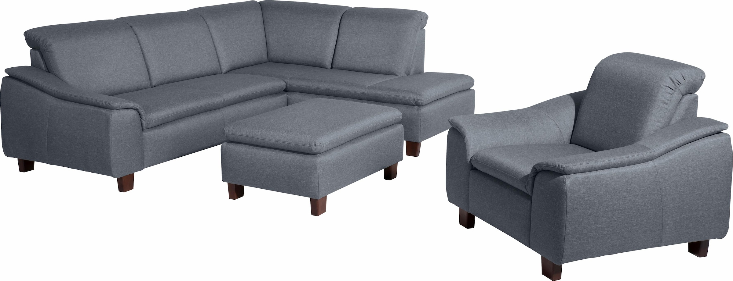 Max Winzer® Ecksofa »Alessio, aktuelle Mattenoptik, geschwungene Formensprache, bequem«, mit abgerundeter Rückenlehne, Ottomane wahlweise links oder rechts