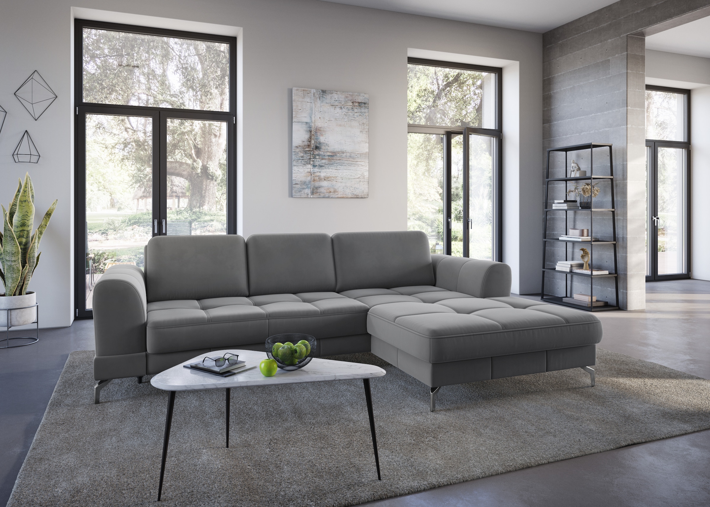 sit&more Ecksofa "Bendigo L-Form" inklusive Sitztiefenverstellung, Bodenfreiheit 12 cm, in 2 Fußfarben