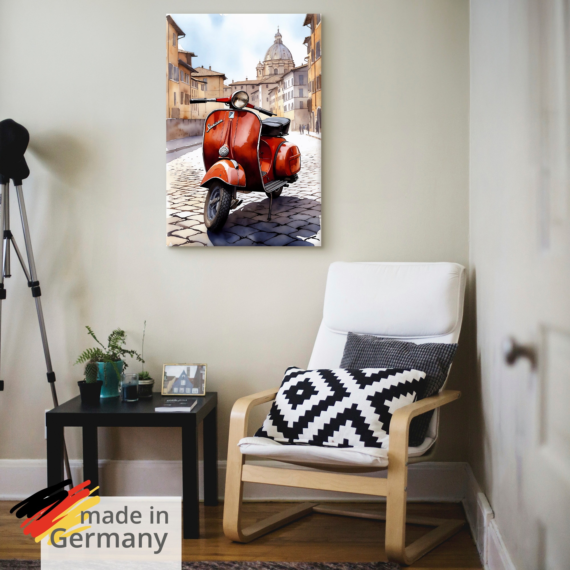 Artland Wandbild "Roter Motorroller in Italien" 1 Stk. tlg. als Alubild, Leinwandbild, Poster, Wandaufkleber in verschied. Größen