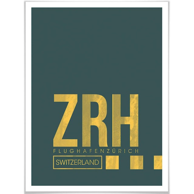 Wall-Art Poster »Wandbild ZRH Flughafen online | kaufen (1 Jelmoli-Versand Wandbild, Bild, Zürich«, Wandposter Poster, Flughafen, St.)