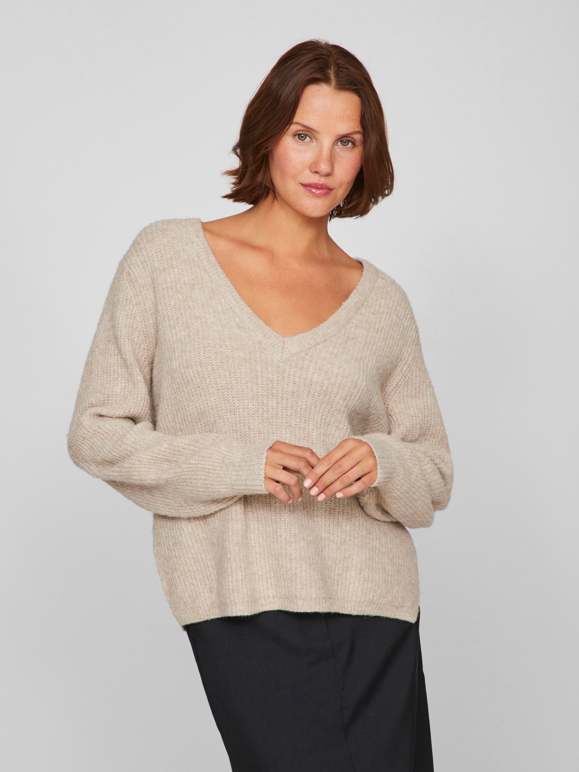 Vila V-Ausschnitt-Pullover »VIBELUNA V-NECK REV L/S KNIT TOP - NOOS«