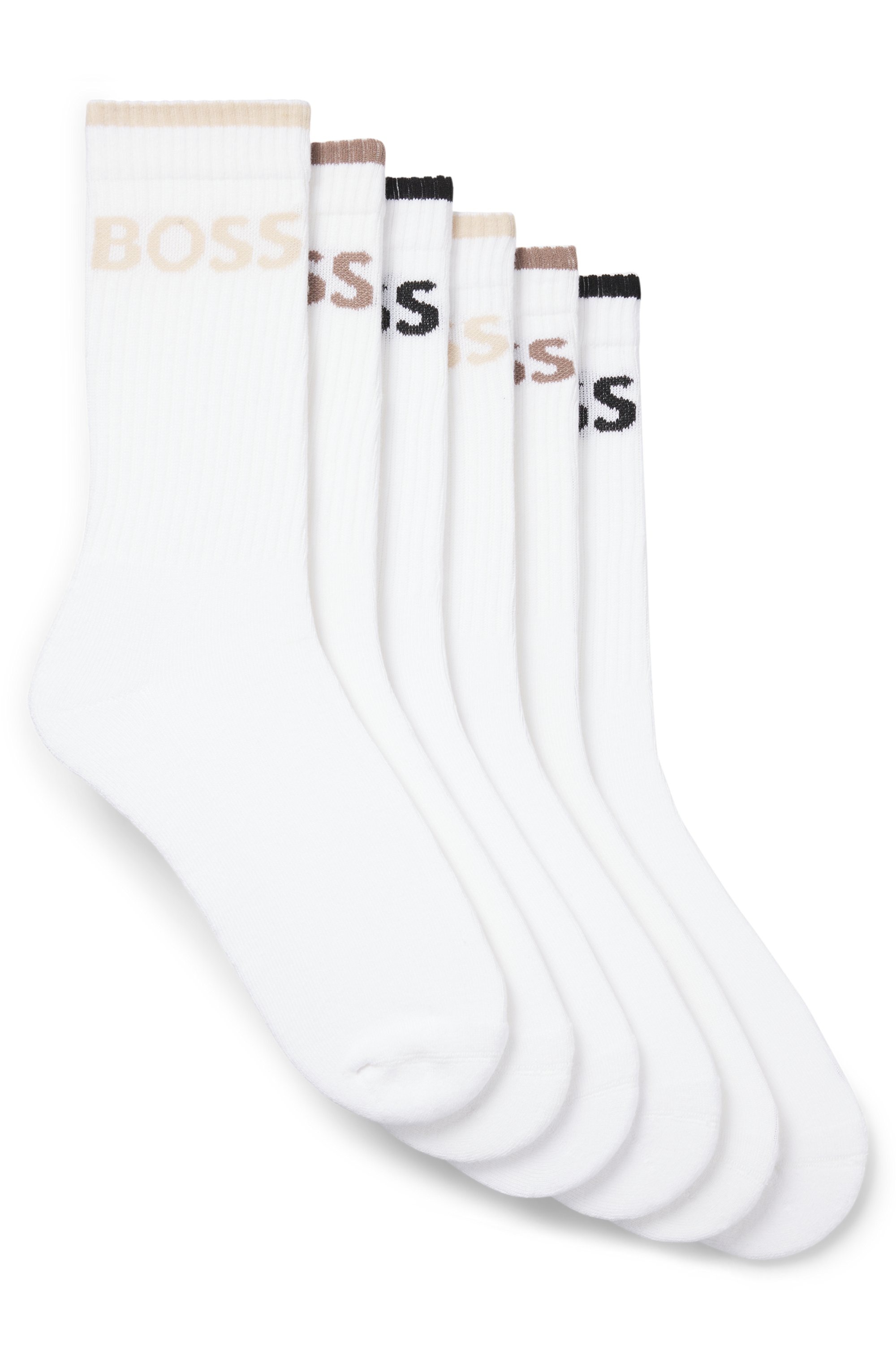 BOSS Businesssocken »6P QS Stripe CC« Packung, 6er, 6 Stk. tlg. mit BOSS Schriftzug