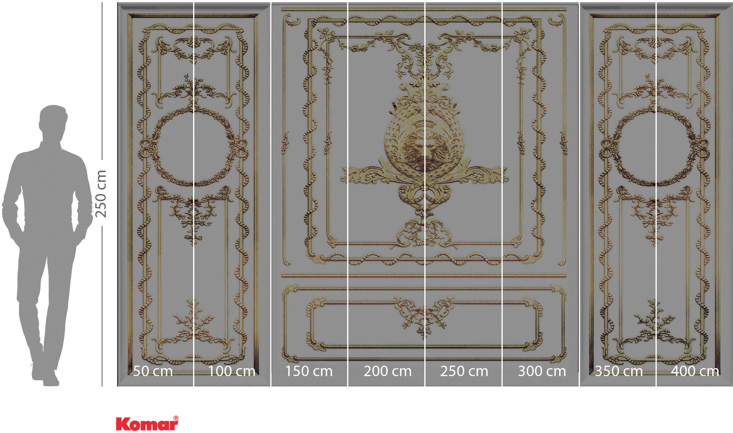 Komar Vliestapete »Digitaldruck Vlies - Roaring Royal - Grösse 400 x 250 cm«, bedruckt, Wohnzimmer, Schlafzimmer