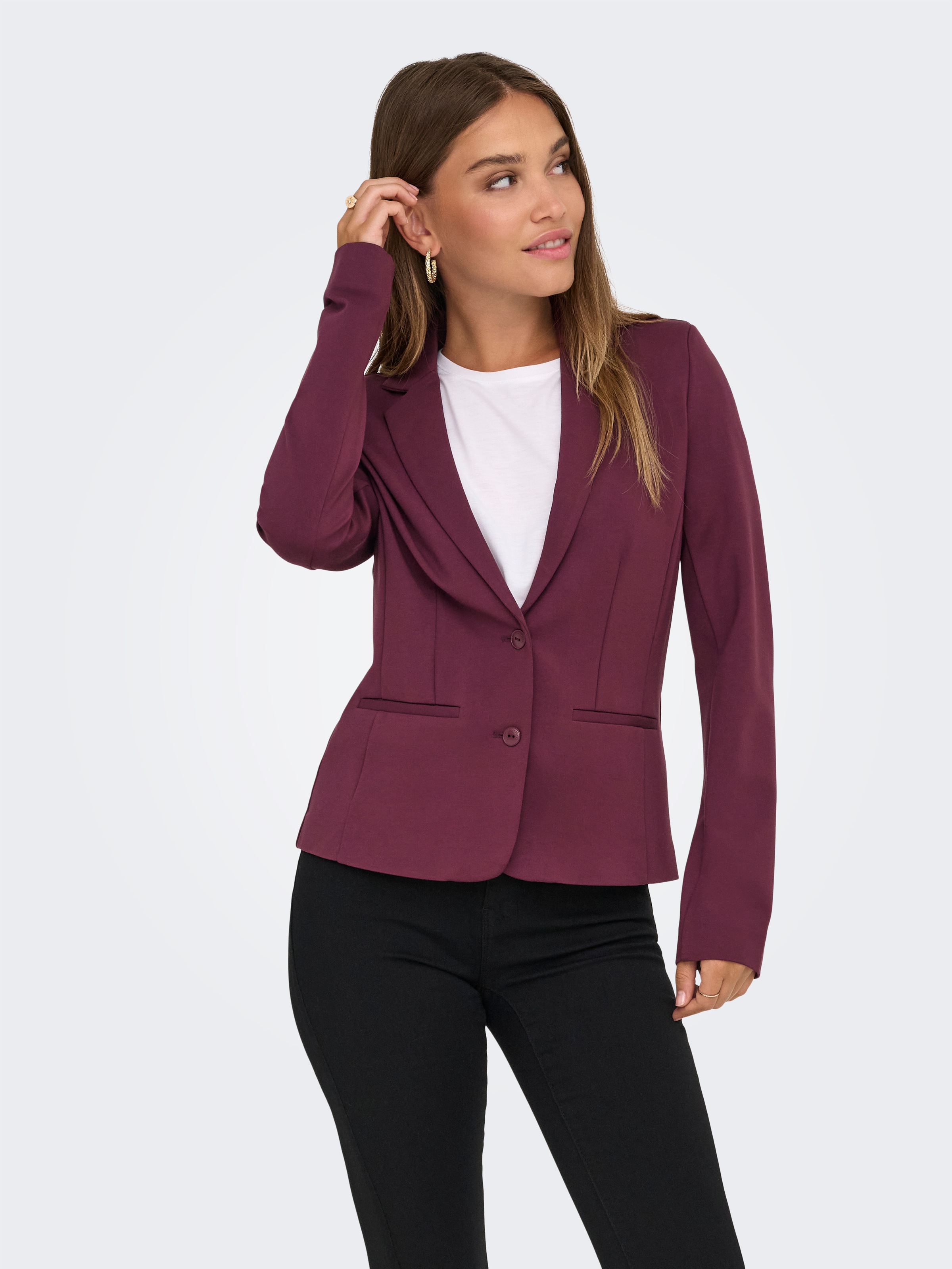 ONLY Jerseyblazer »ONLPOPTRASH – 2-Knopf Blazer mit taillierter Silhouette« regular fit, Milano Rib, Materialmix, Reverskragen, unifarben