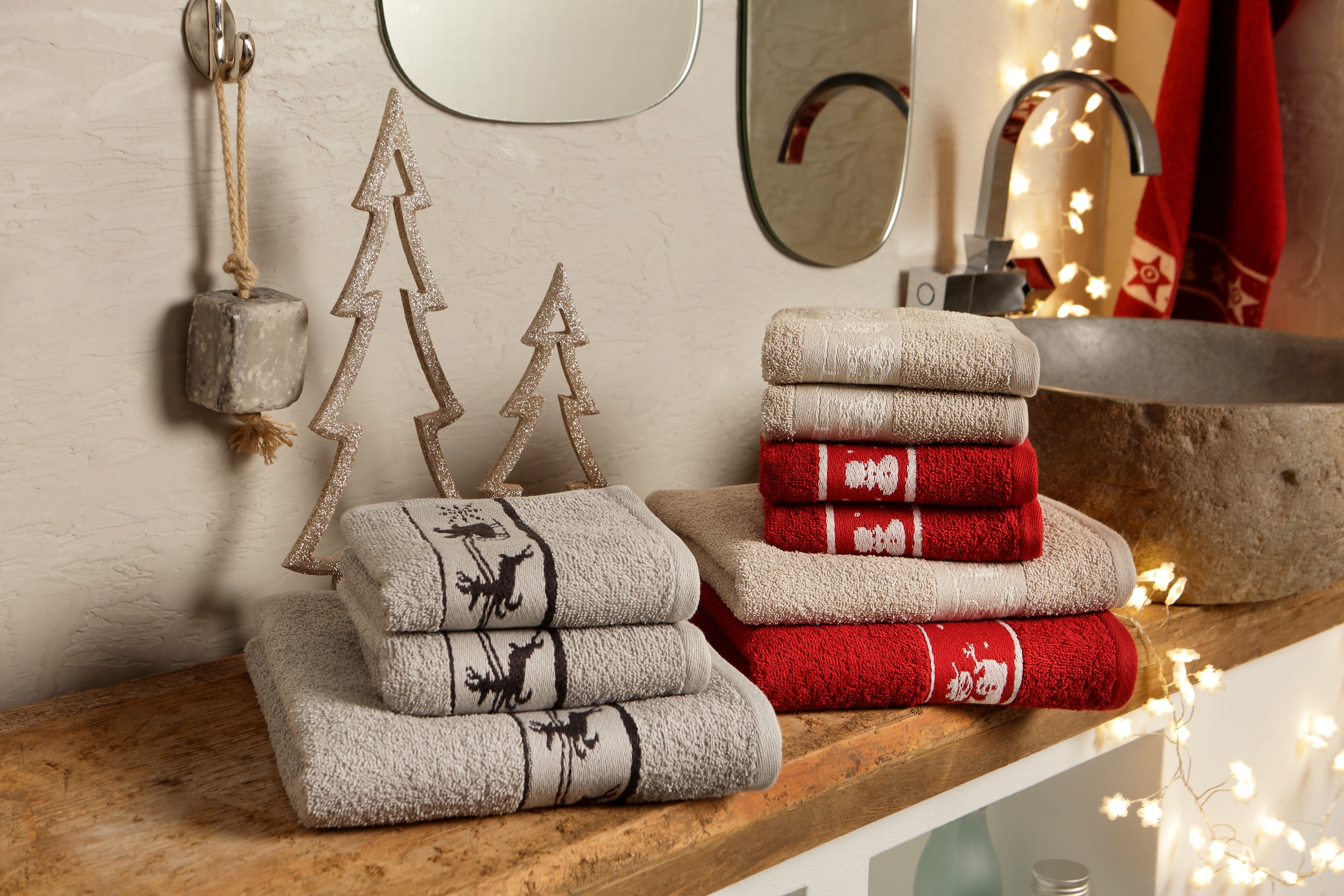 my home Handtuch Set »Weihnachten«, Handtuchset, & Sternen 3 Baumwolle weihnachtliches 100% Jelmoli-Versand online Walkfrottee, | Bordüre, mit tlg., kaufen Set