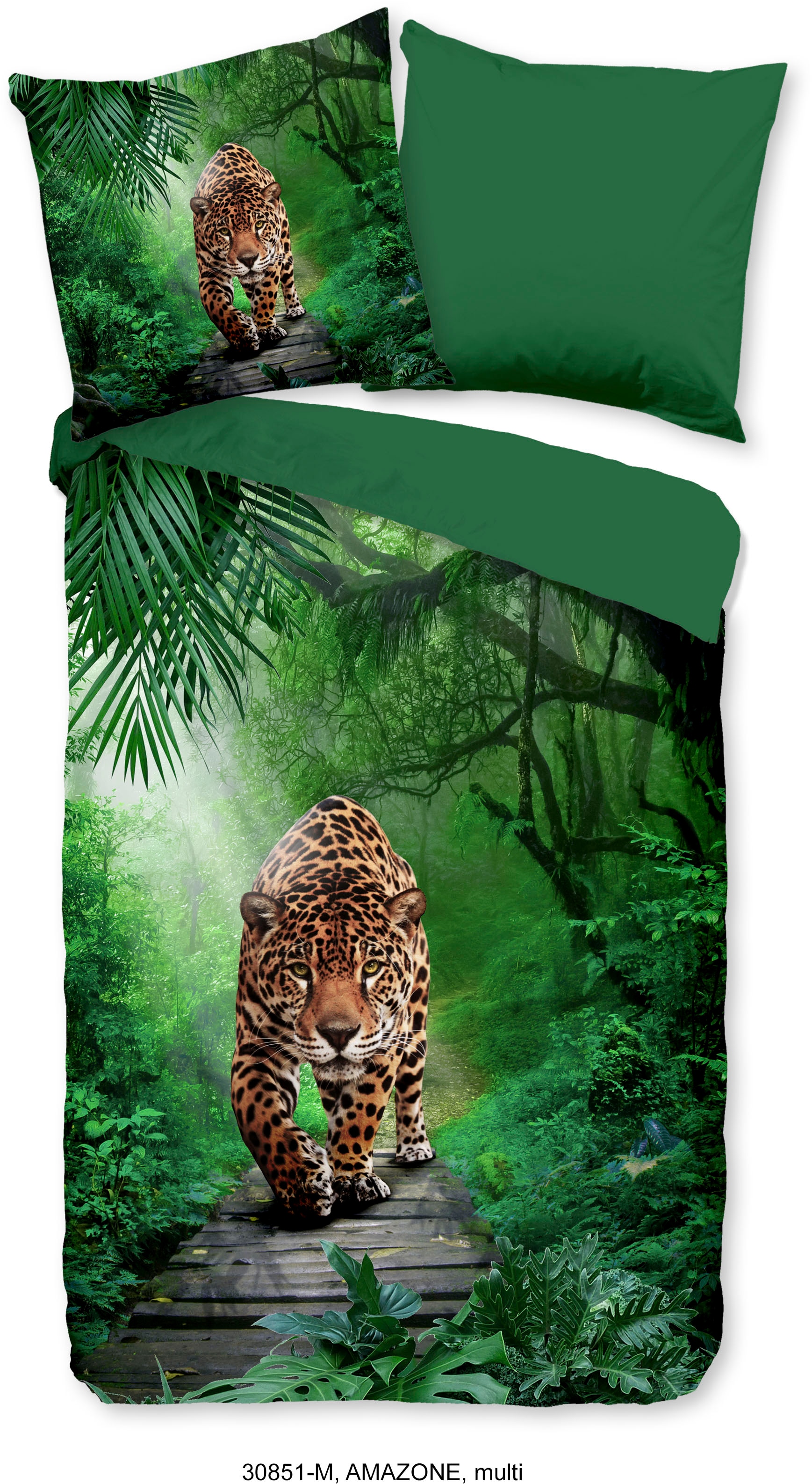 PURE luxury collection Wendebettwäsche »Amazone«, Mikrofaser, 135x200, Pflegeleicht, Reissverschluss, Wendeoptik, Leopard