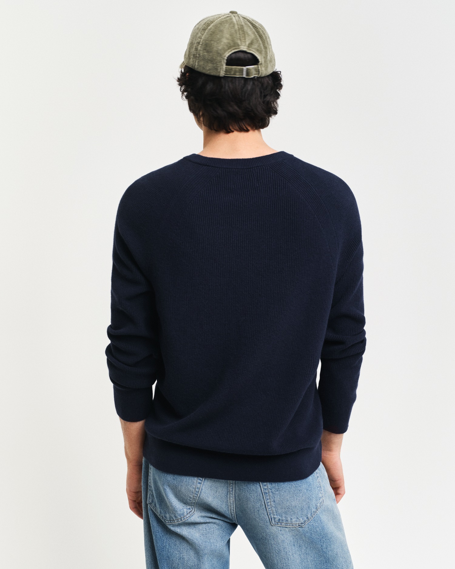 Gant Rundhalspullover »COTTON WOOL RIB C-NECK«, Rippstrickstruktur