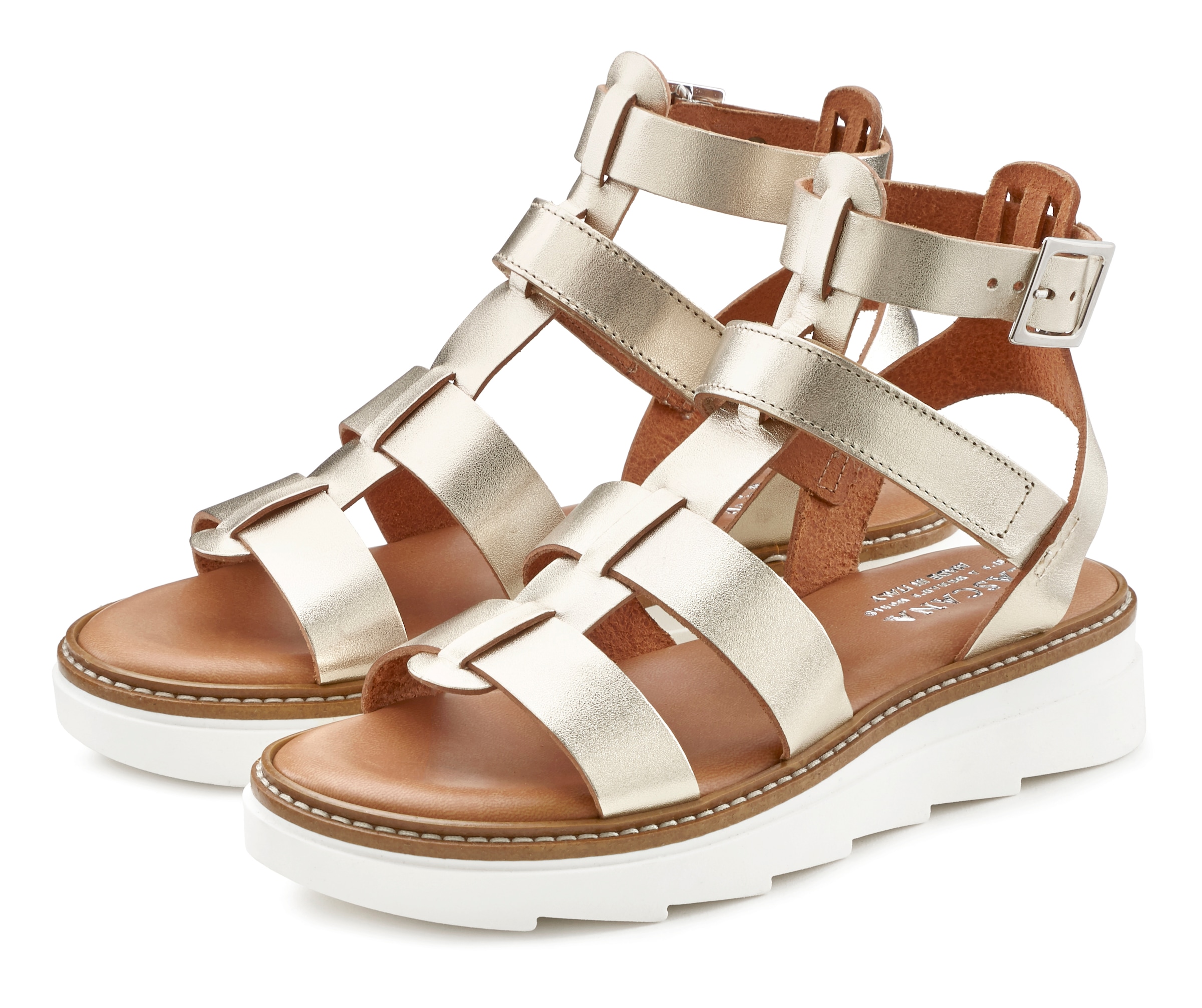 LASCANA Sandale, Sandalette, Sommerschuh aus Leder mit leichter Plateausohle