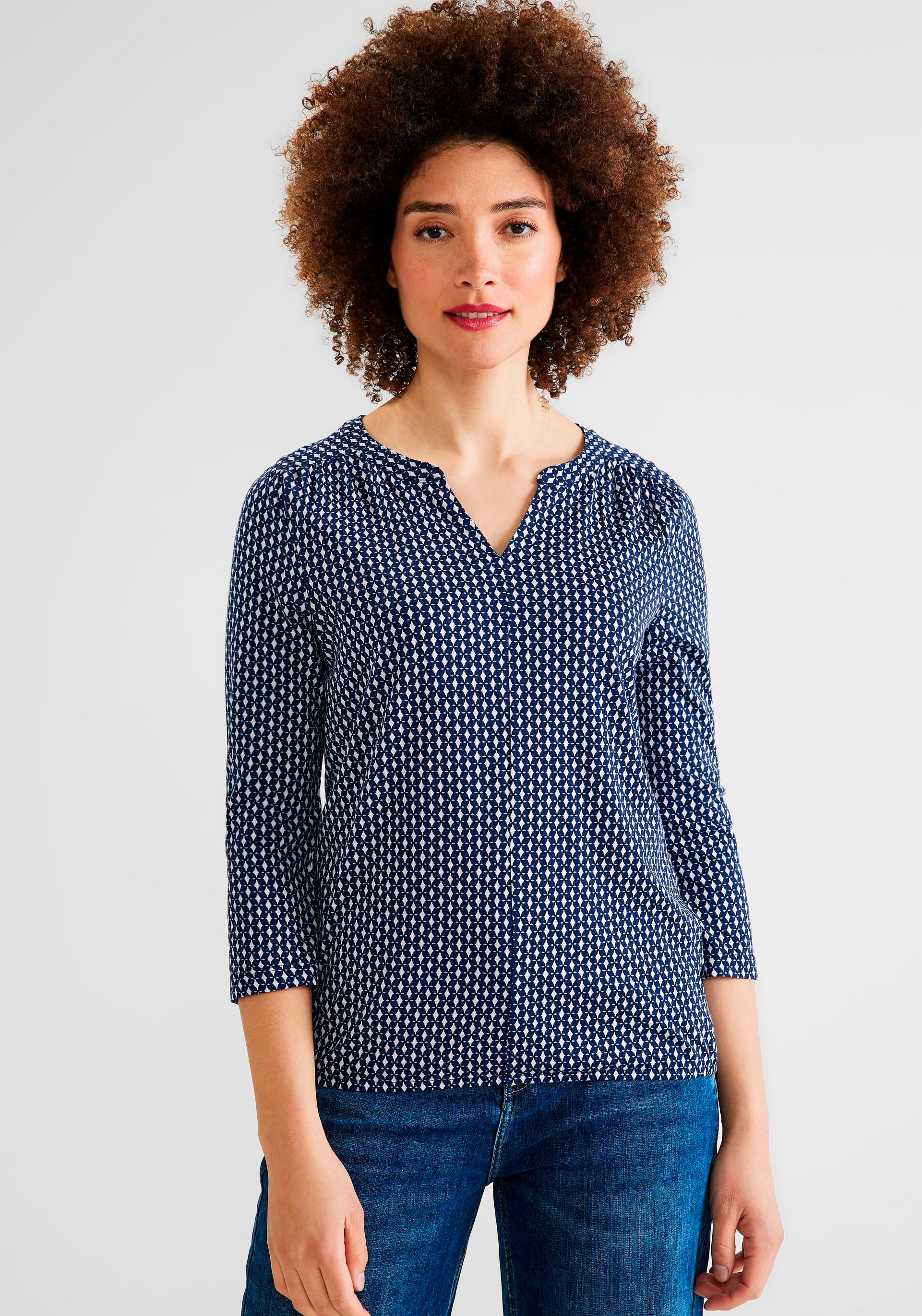 STREET ONE Print-Shirt, mit geschlitztem Rundhalsausschnitt kaufen