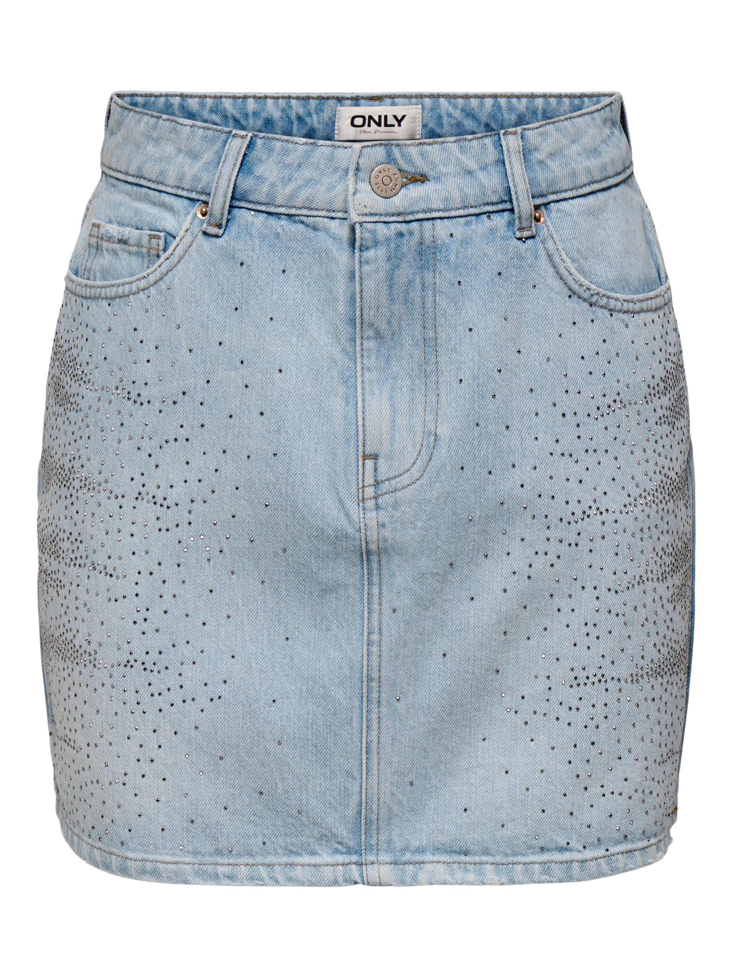 ONLY Jeansrock »ONLSTELLA RHINESTONE SHORT SKIRT DNM AZG«, mit Strasssteinen