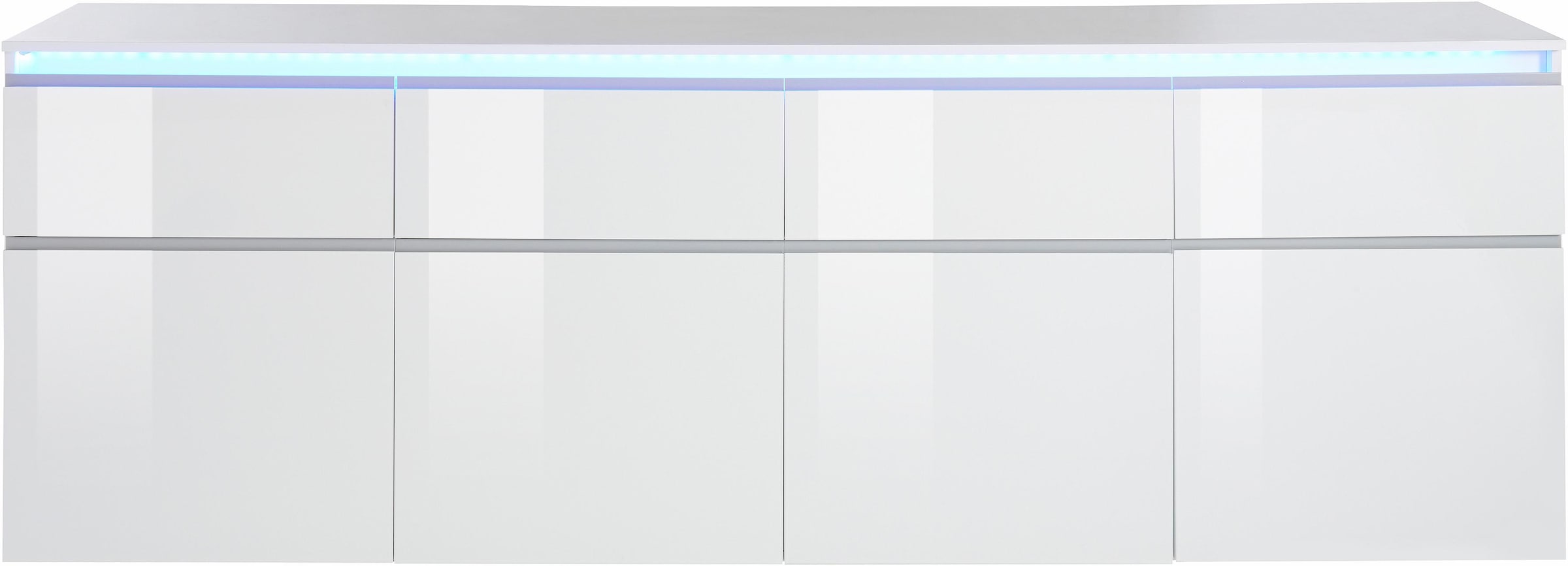 INOSIGN Sideboard »Magic, Kommode, Schrank, Kredenz«, mit 4 Türen, 4 Schubkästen sowie alufarbenen Softgriffen, Breite 240cm