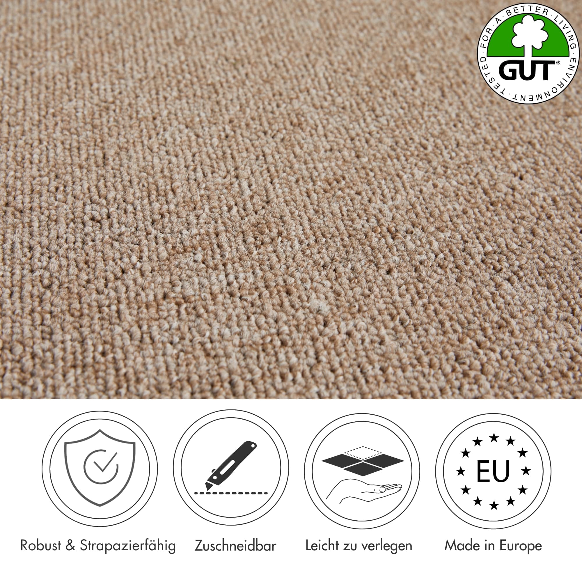 Andiamo Teppichboden »Barbara, Feinschlinge, Made in Netherlands«, rechteckig, 4,5 mm Höhe, meliert, Breite 200 oder 400 cm, strapazierfähig, pflegeleicht