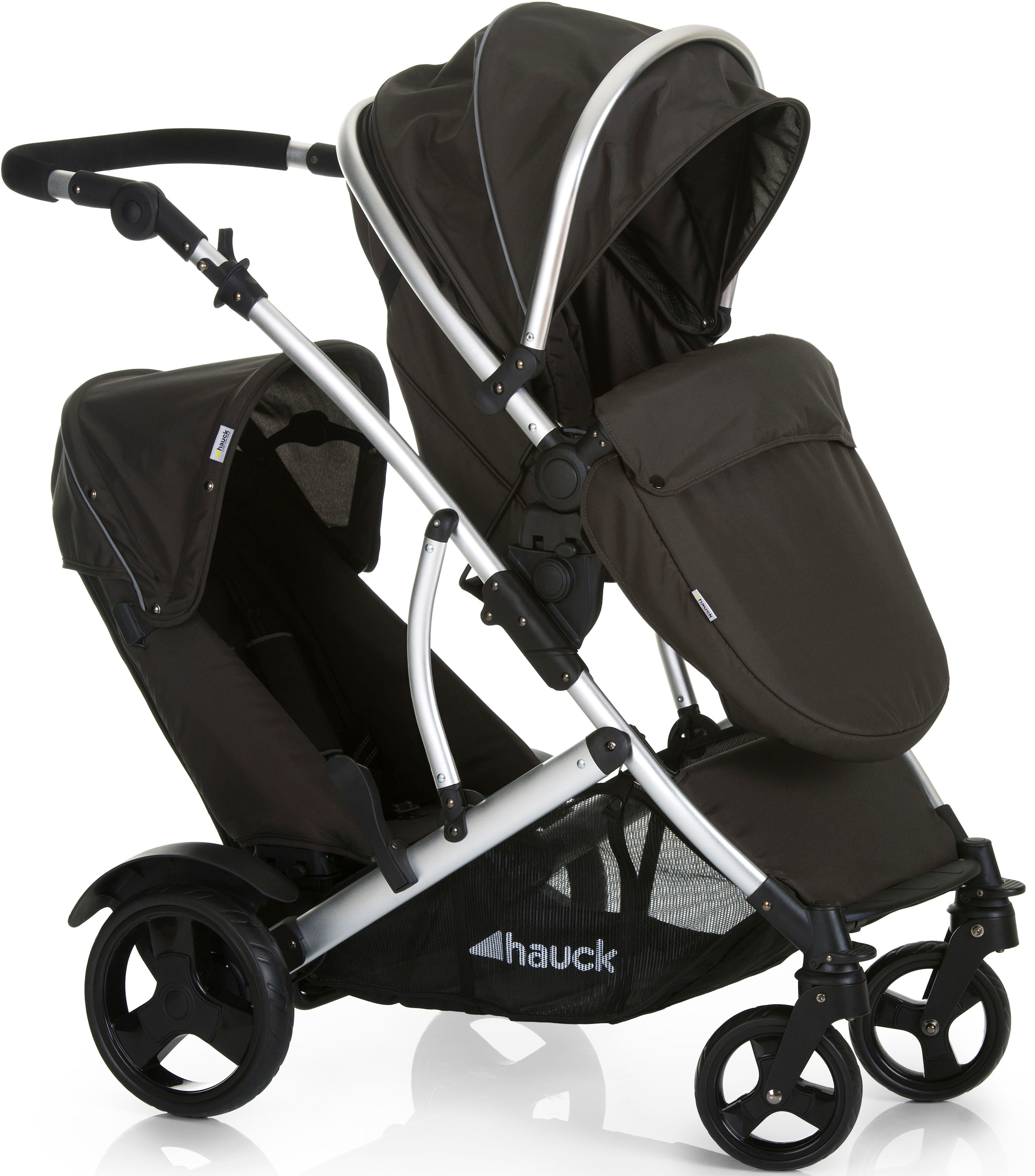 Hauck Geschwisterwagen »Duett 2 black«, 15 kg, mit Regenschutz, Kinderwagen