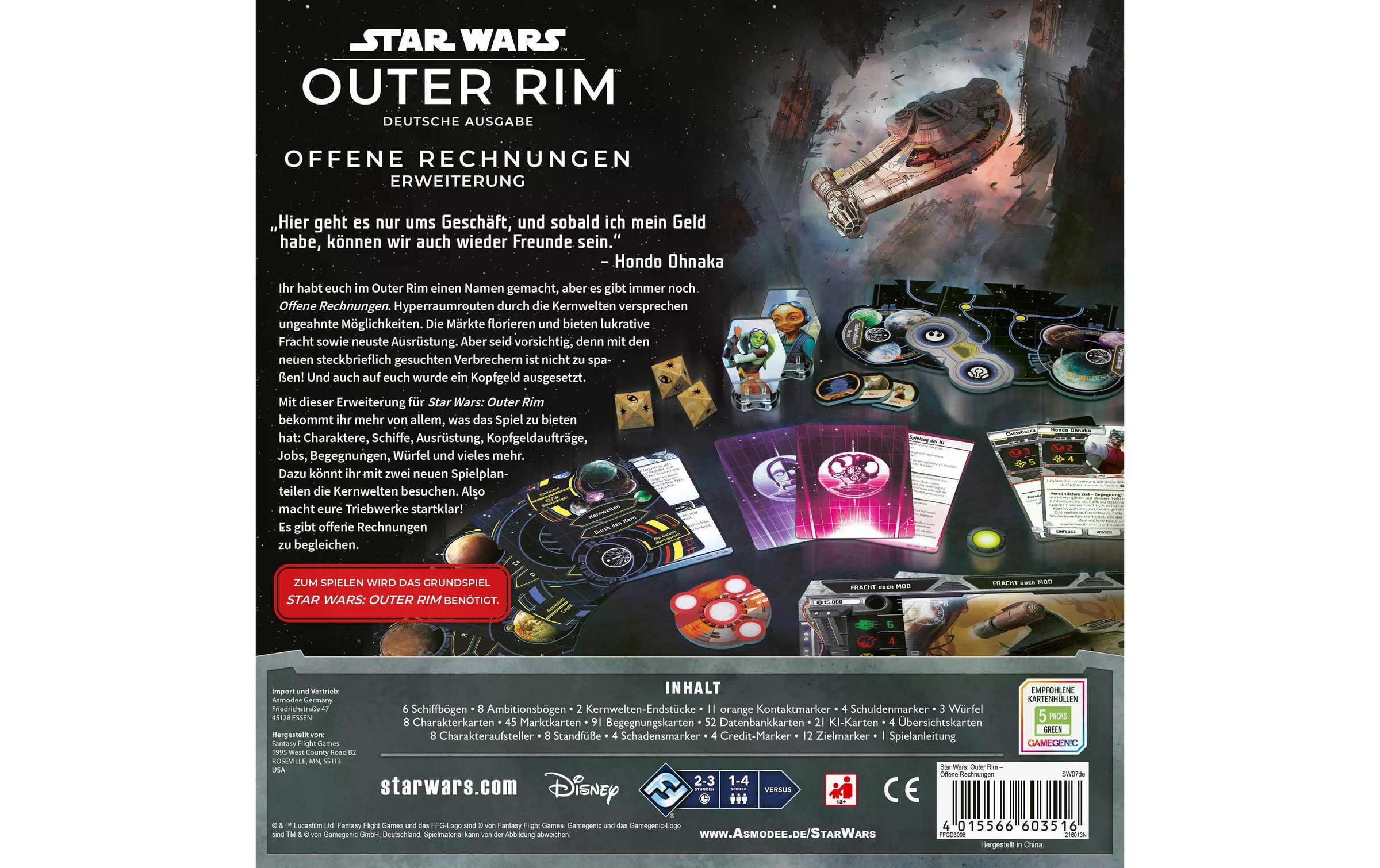 Spiel »Fantasy Flight Star Wars: Outer Rim – Offene Rechnungen -DE-«