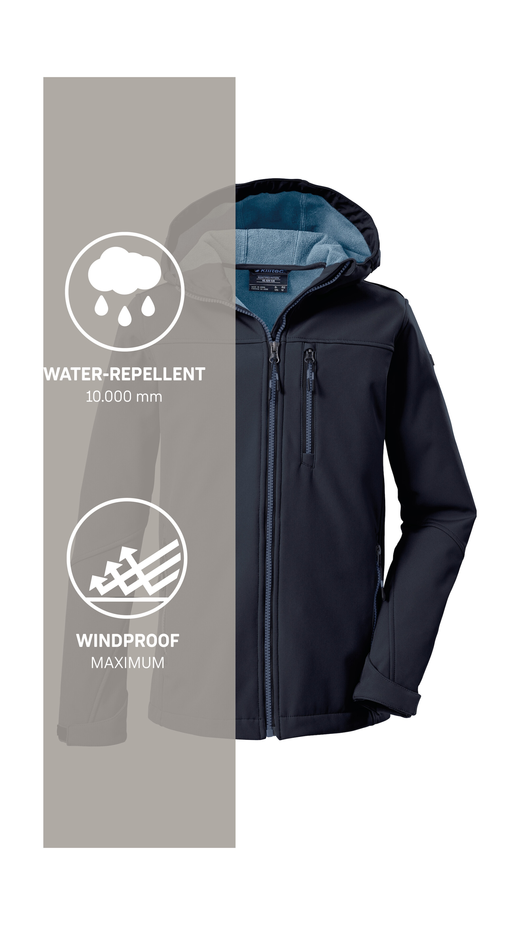 Killtec Softshelljacke »Jungen Softshelljacke«, Wasserabweisende Softshelljacke mit Fleece und verstellbaren Details
