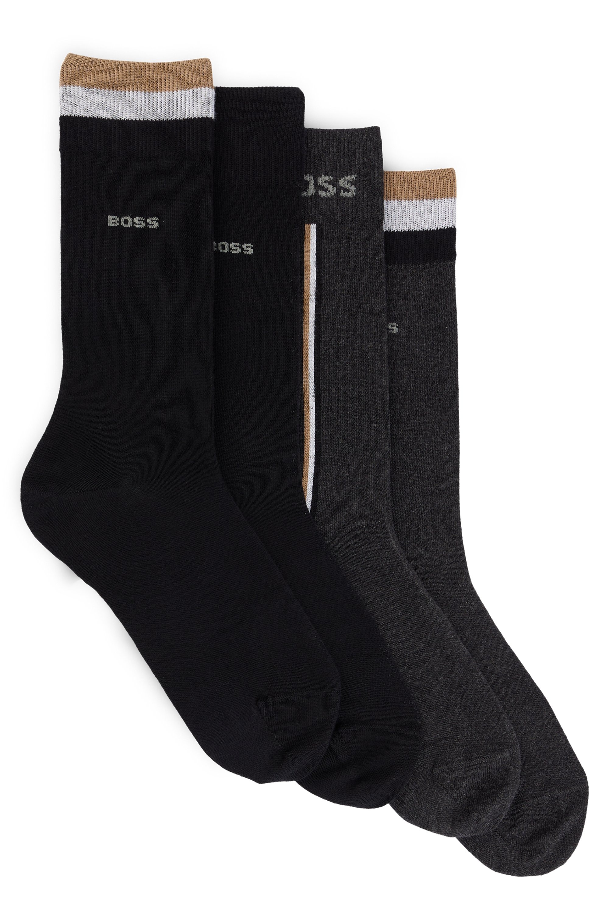BOSS Businesssocken »4P RS Gift Iconic« Packung, 4 Paar tlg. mit Kontraststreifen