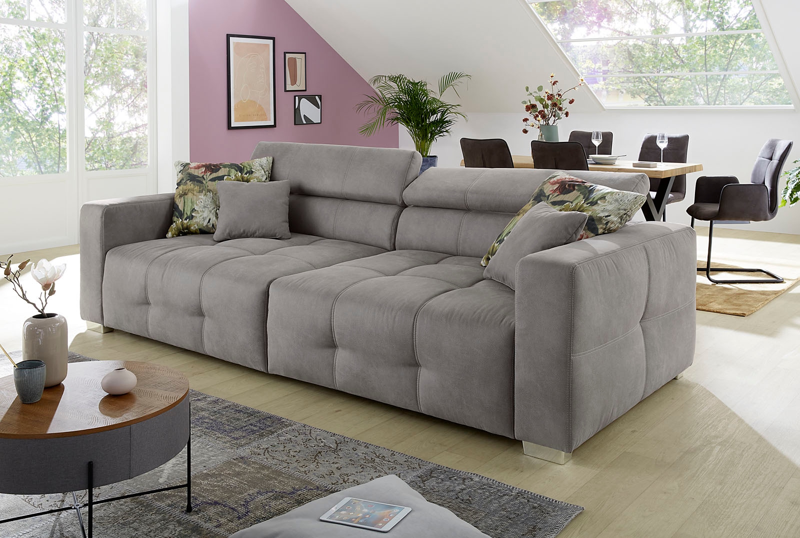 Jockenhöfer Gruppe Big-Sofa Trento, mit verstellbaren Kopfstützen und 4 Kissen