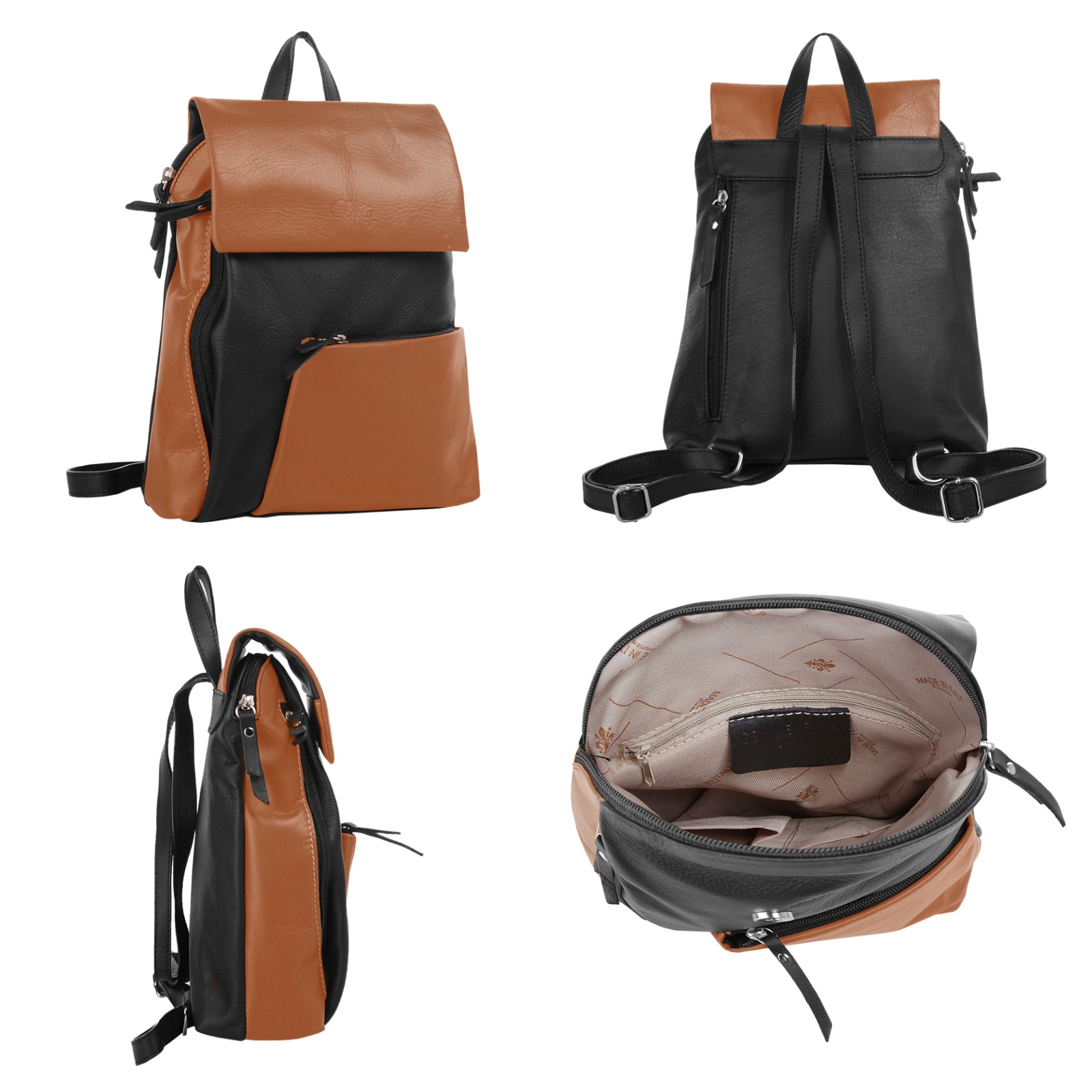 Cluty Cityrucksack, echt Leder, Made in Italy