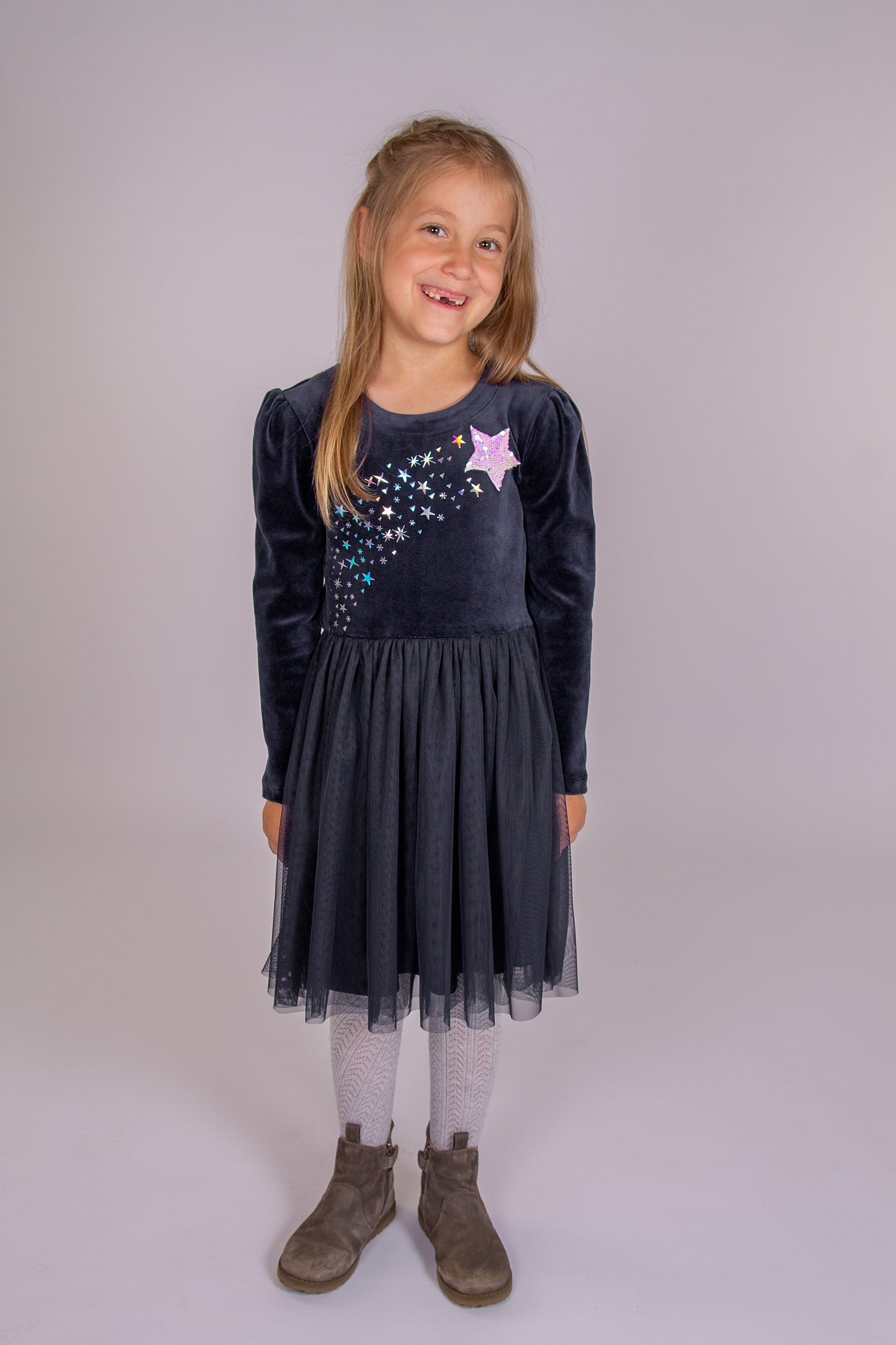 happy girls Samtkleid mit Tüllrock und wunderschönen, hochwertigen Sternenmotiven