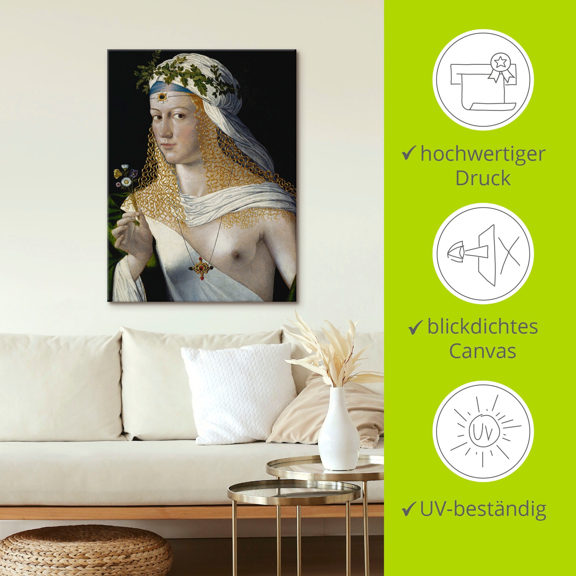 Artland Leinwandbild »Idealbildnis einer Kurtisane als Flora«, Frau, (1 St.), auf Keilrahmen gespannt
