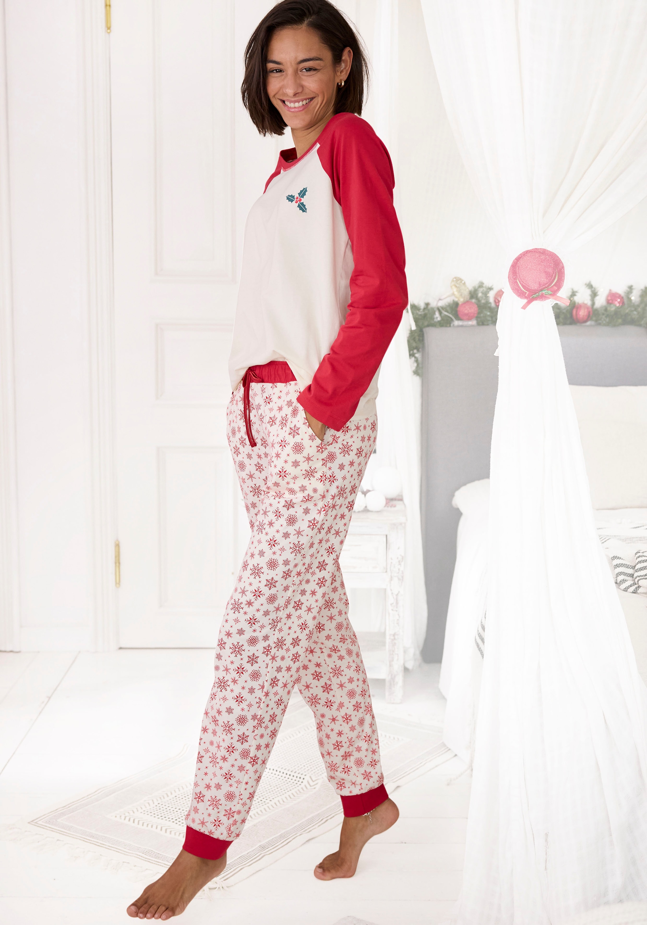 LASCANA Schlafanzug, mit bei Schweiz winterlichen Motiven Jelmoli-Versand bestellen online